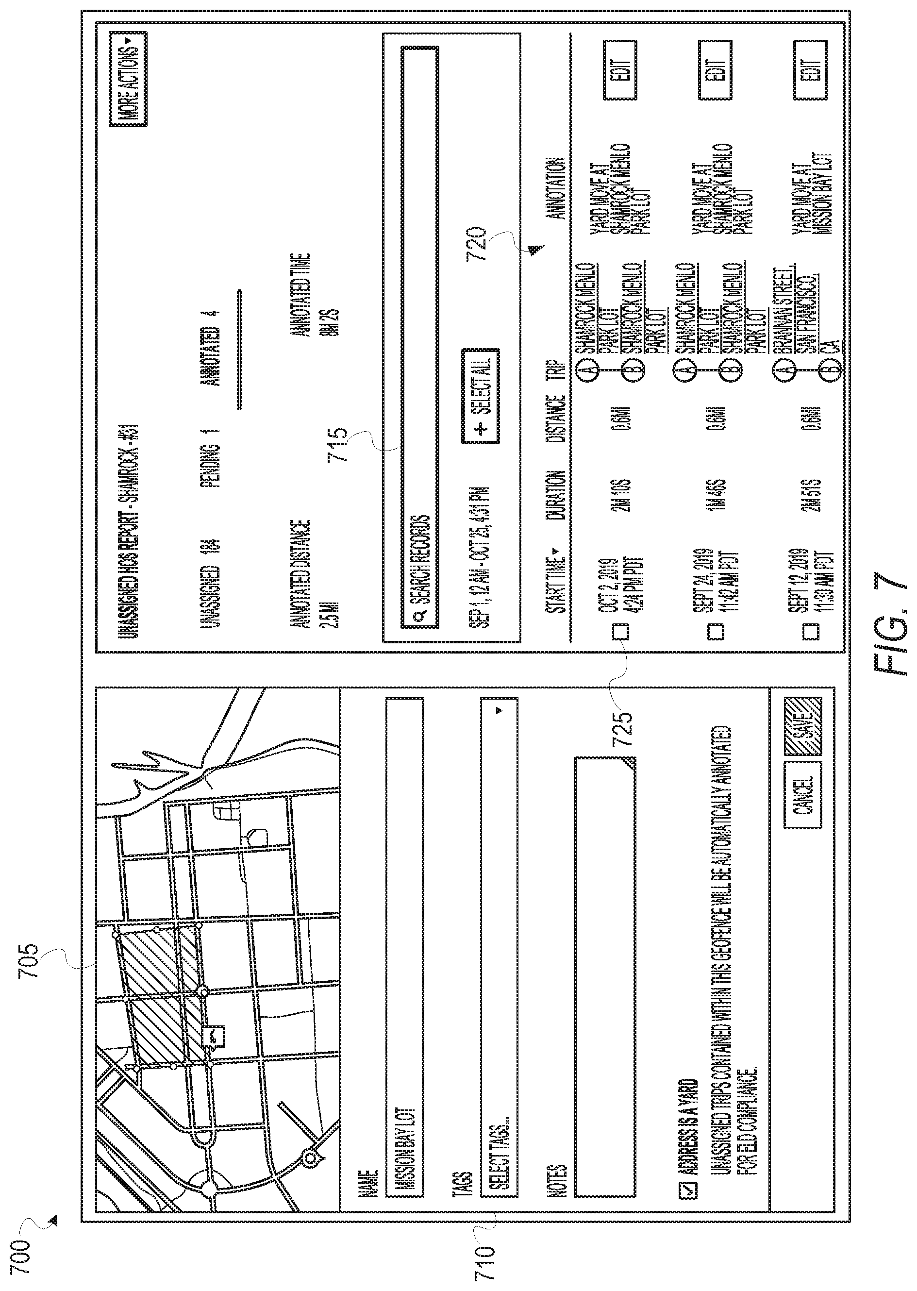 Patent US11782930 Figure 7 – Automated annotation system for electronic logging devices