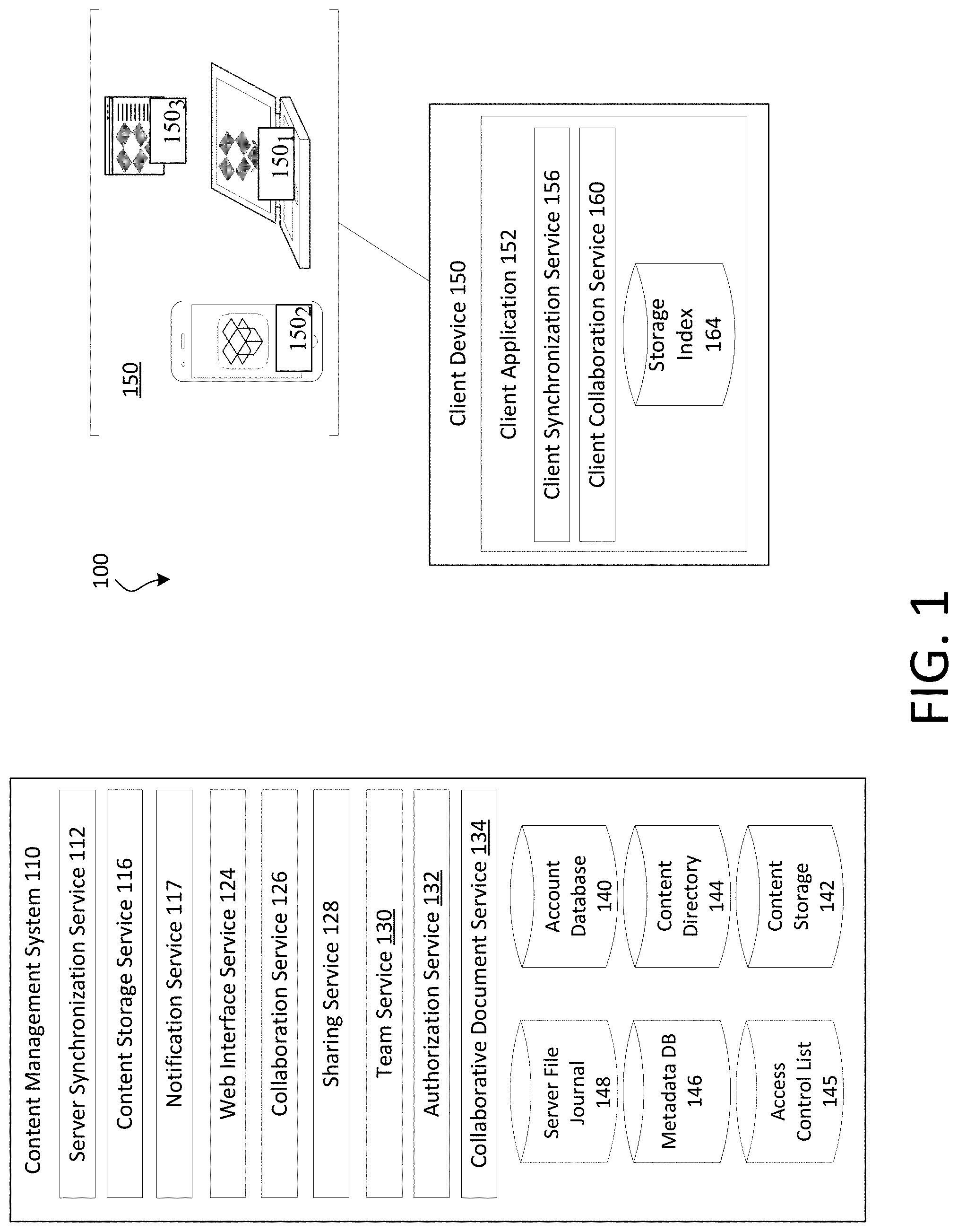 Patent US11782949 Figure 1 – Violation resolution in client synchronization