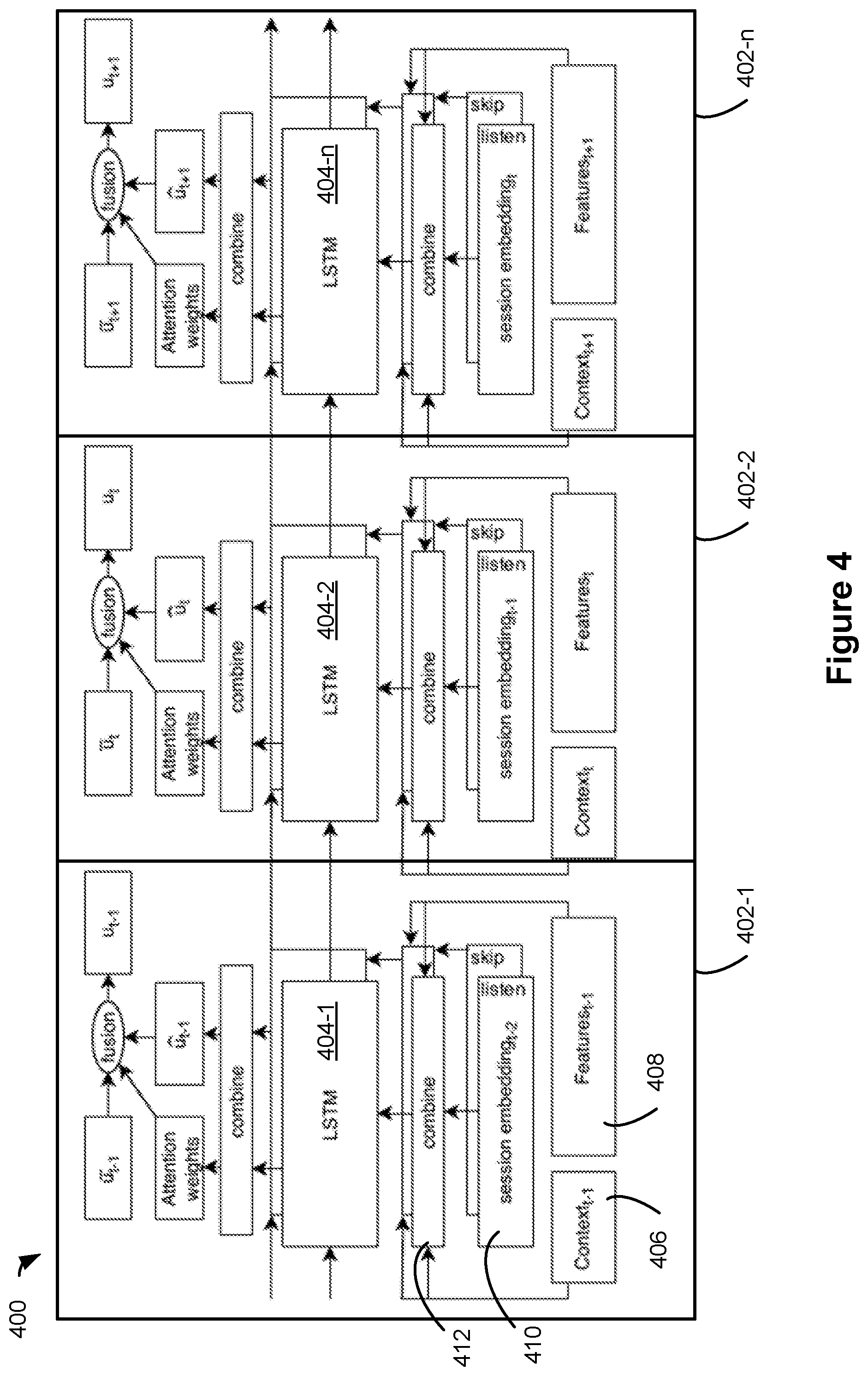 Patent US11782968 Figure 4 – Systems and methods for providing media recommendations using contextual and sequential user embeddings