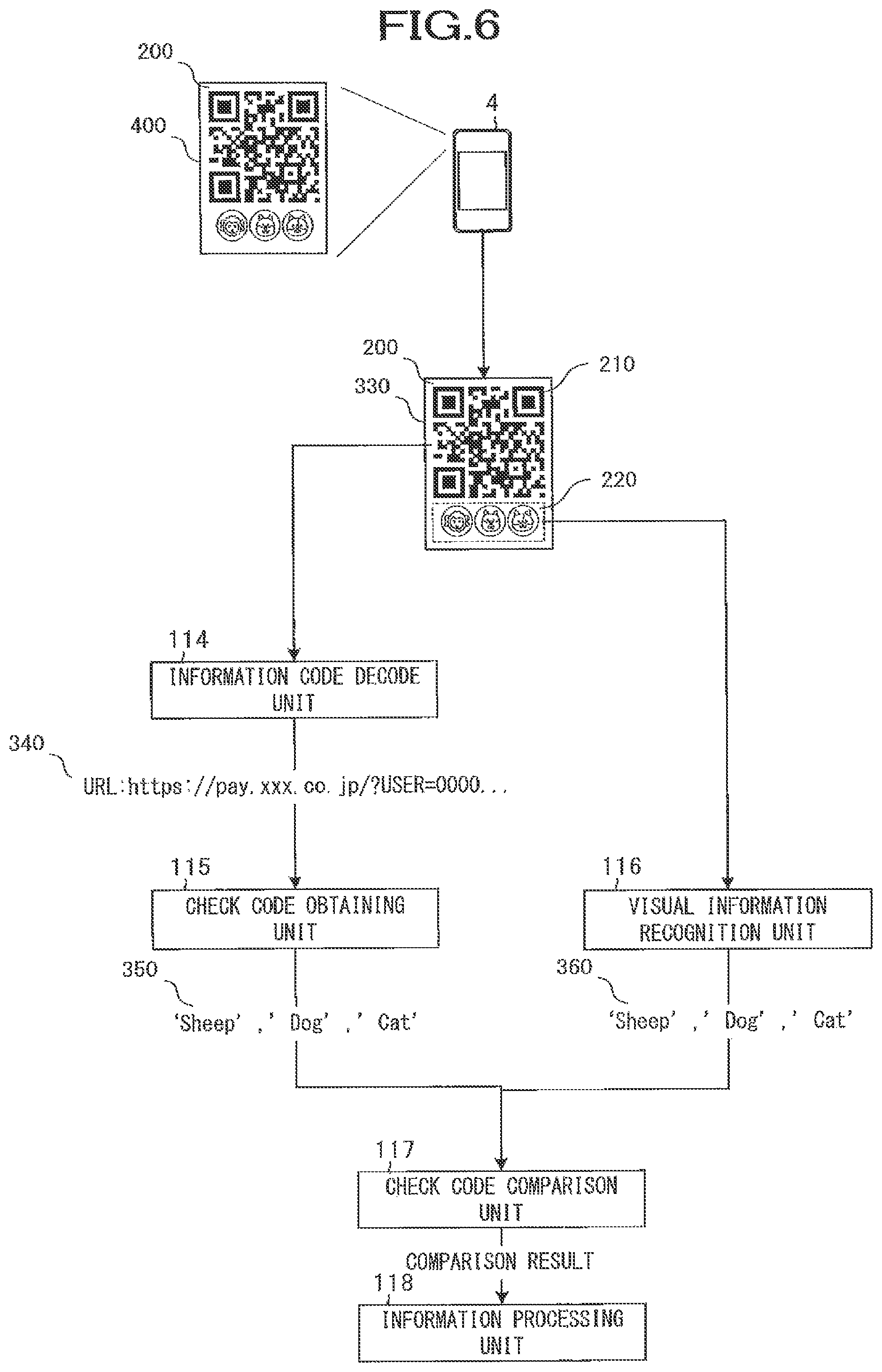 Patent US11782972 Figure 6 – Information processing system, information code generating system, information processing method, and information code generating method