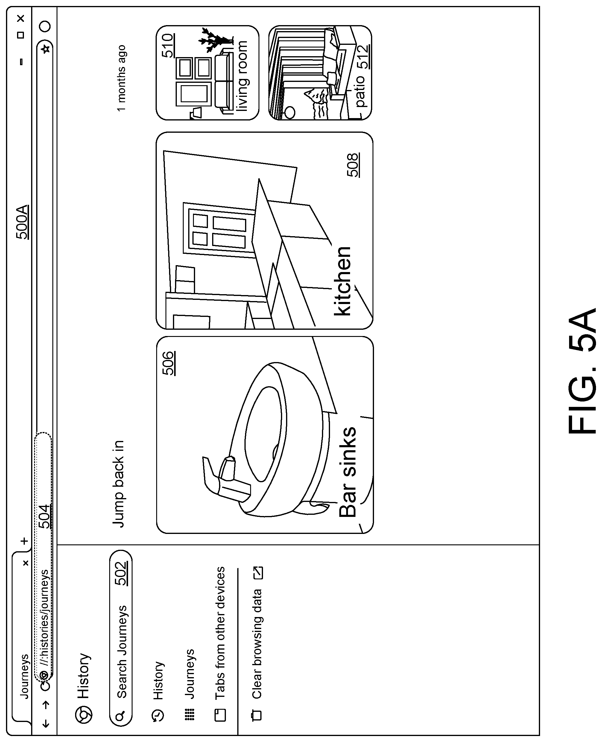 Patent US11783003 Figure 7 – User interfaces for surfacing web browser history data