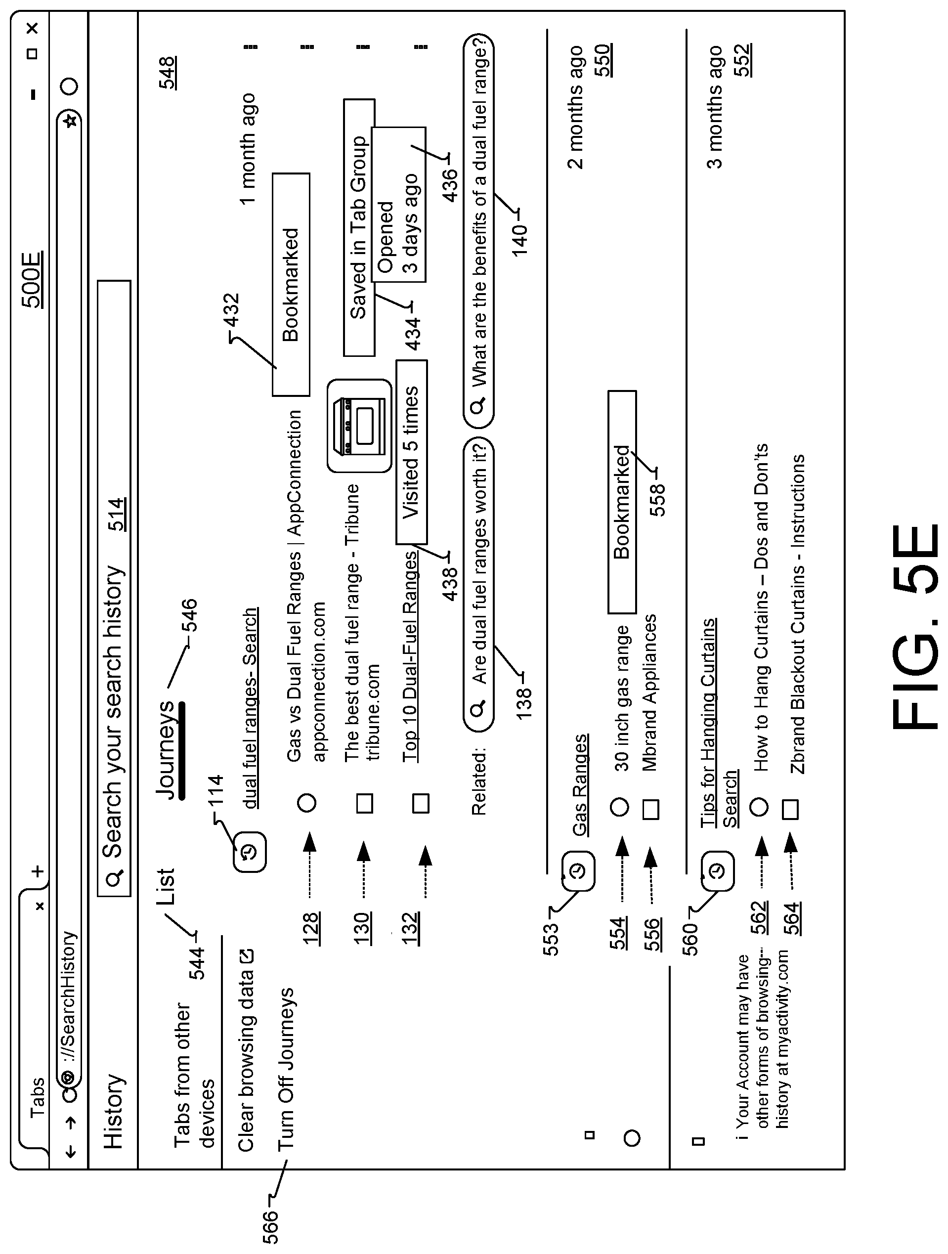 Patent US11783003 Figure 11 – User interfaces for surfacing web browser history data
