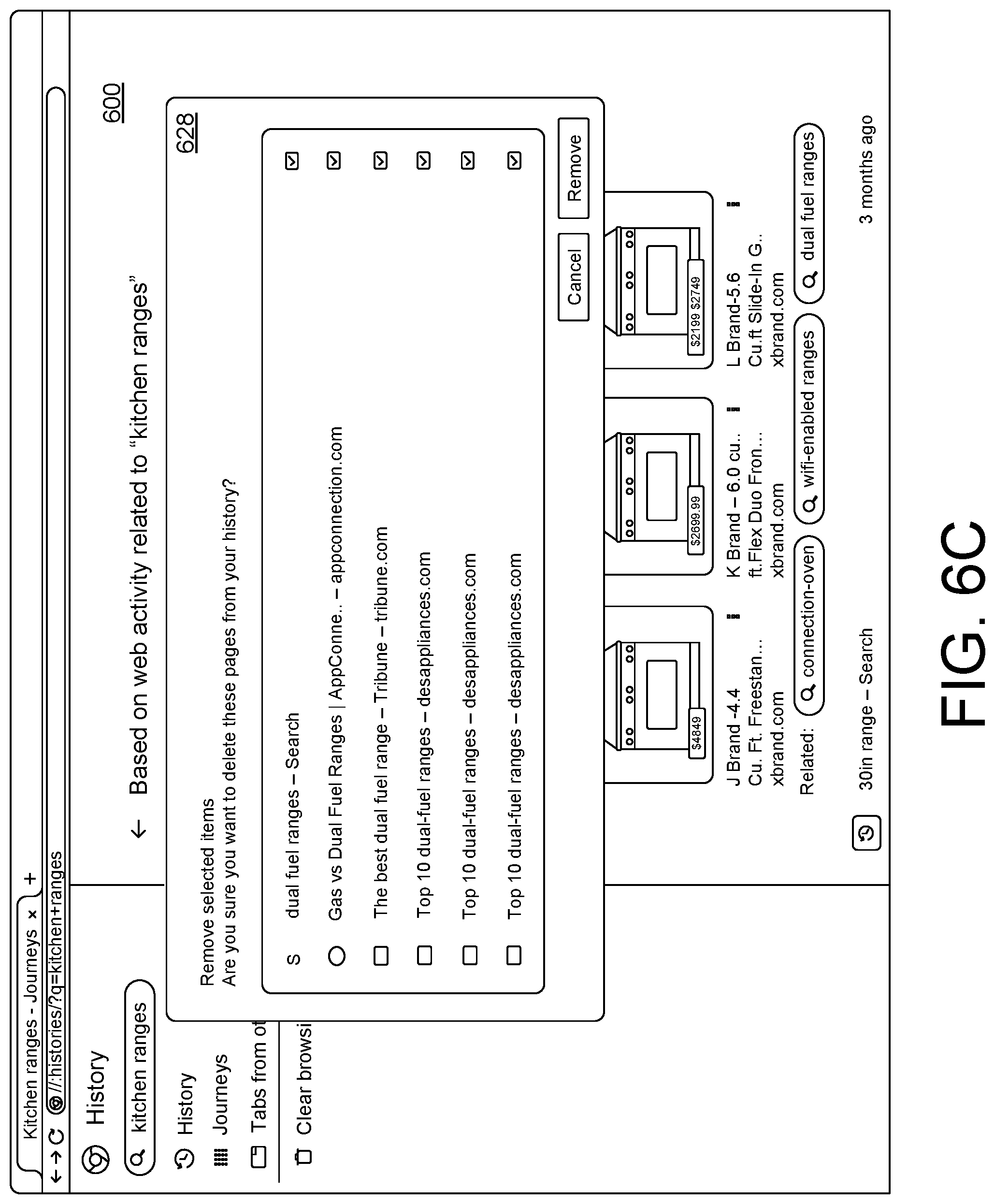 Patent US11783003 Figure 14 – User interfaces for surfacing web browser history data