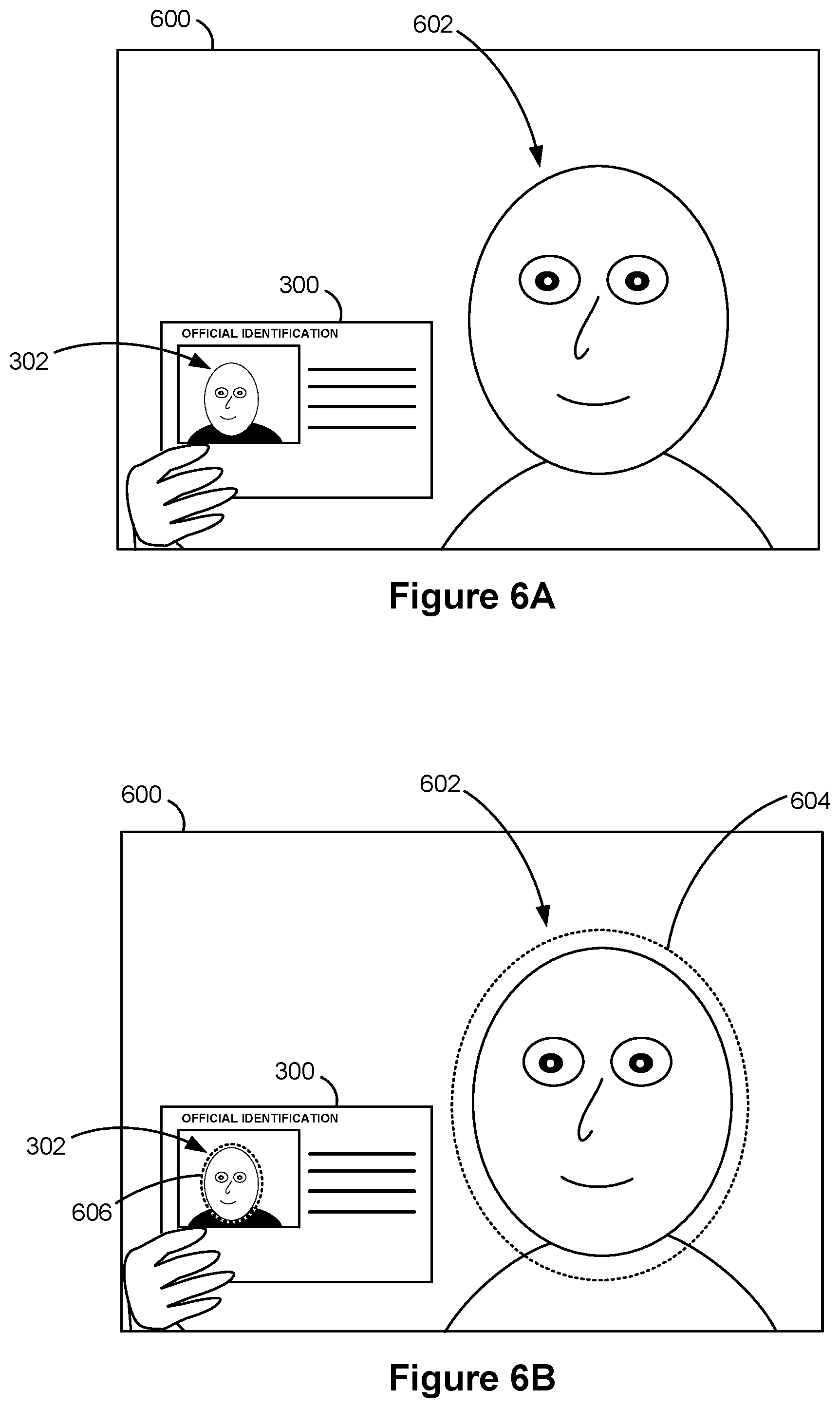 Patent US11783017 Figure 6 – Authentication using facial image comparison