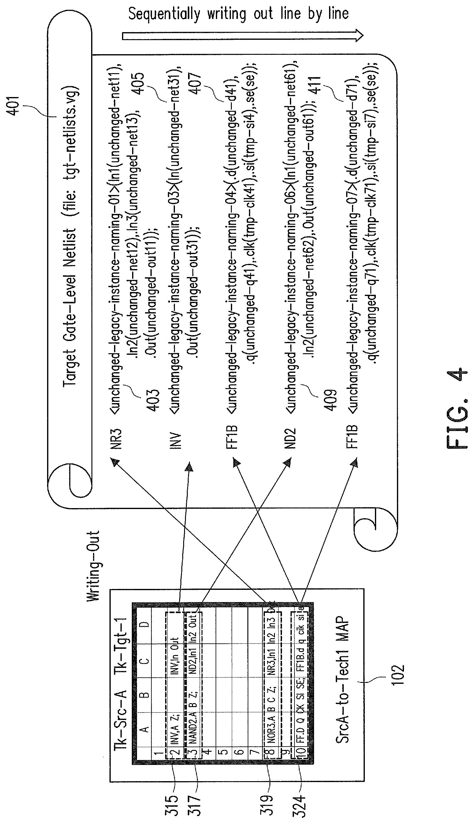 Patent US11783104 Figure 4 – Apparatus and method for mapping foundational components during design porting from one process technology to another process technology