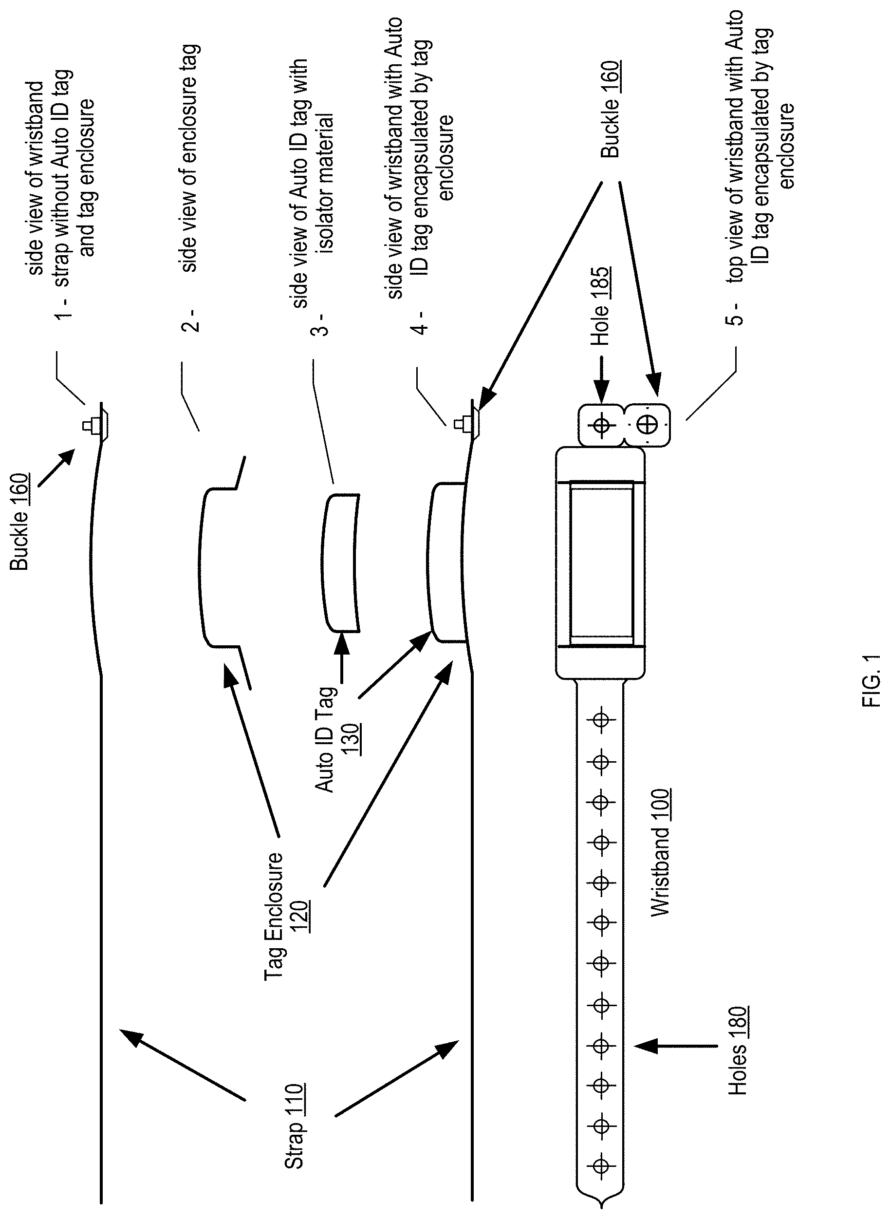 Patent US11783157 Figure 1 – Radio-frequency identification wristband with surface acoustic wave sensor