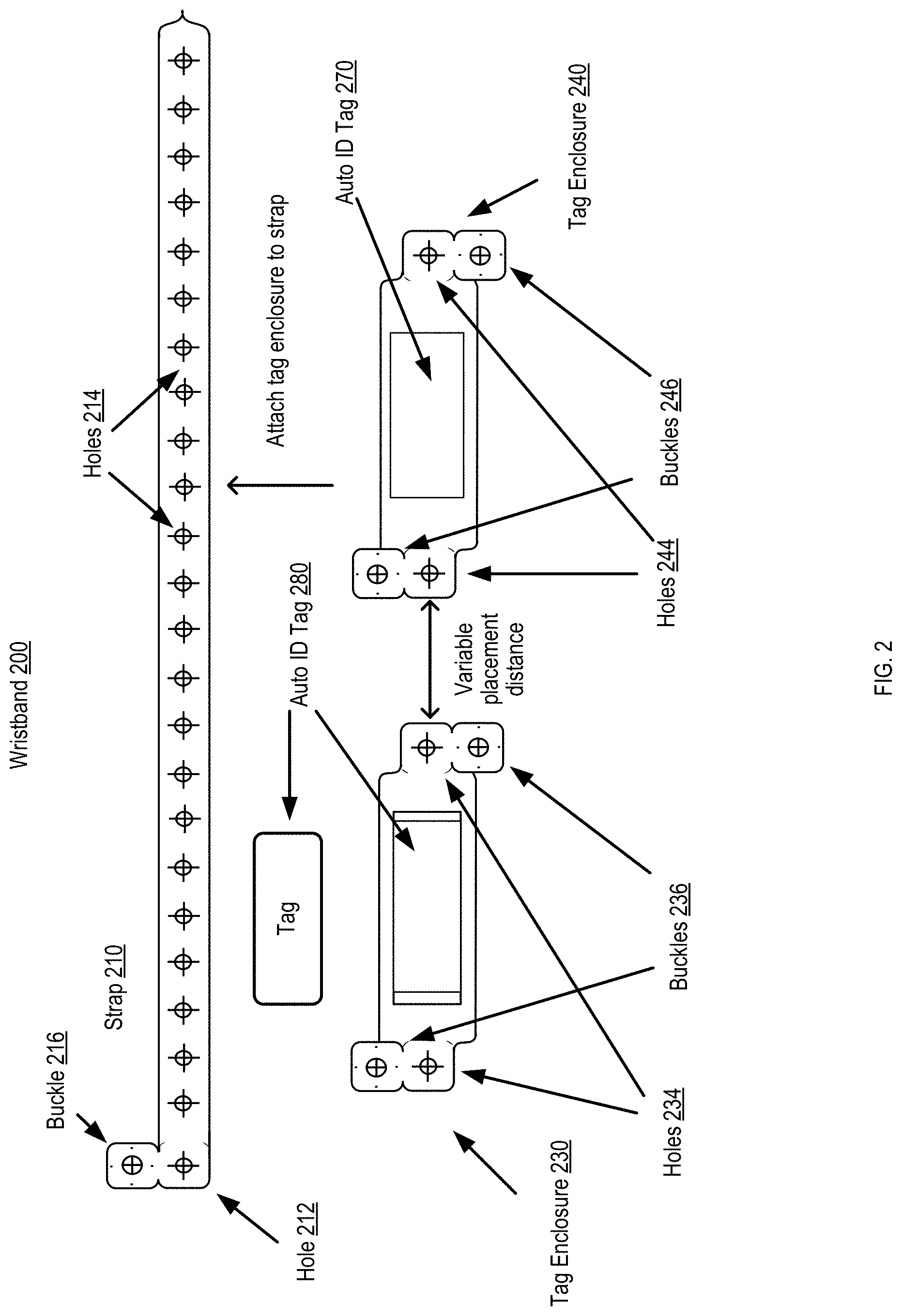 Patent US11783157 Figure 2 – Radio-frequency identification wristband with surface acoustic wave sensor