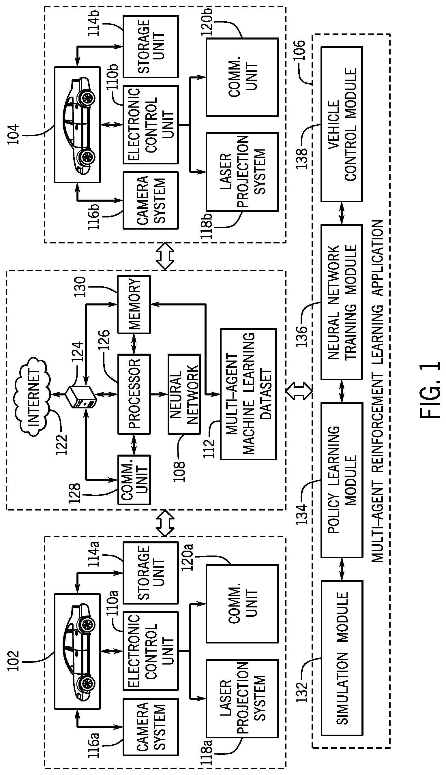 Patent US11783232 Figure 1 – System and method for multi-agent reinforcement learning in a multi-agent environment