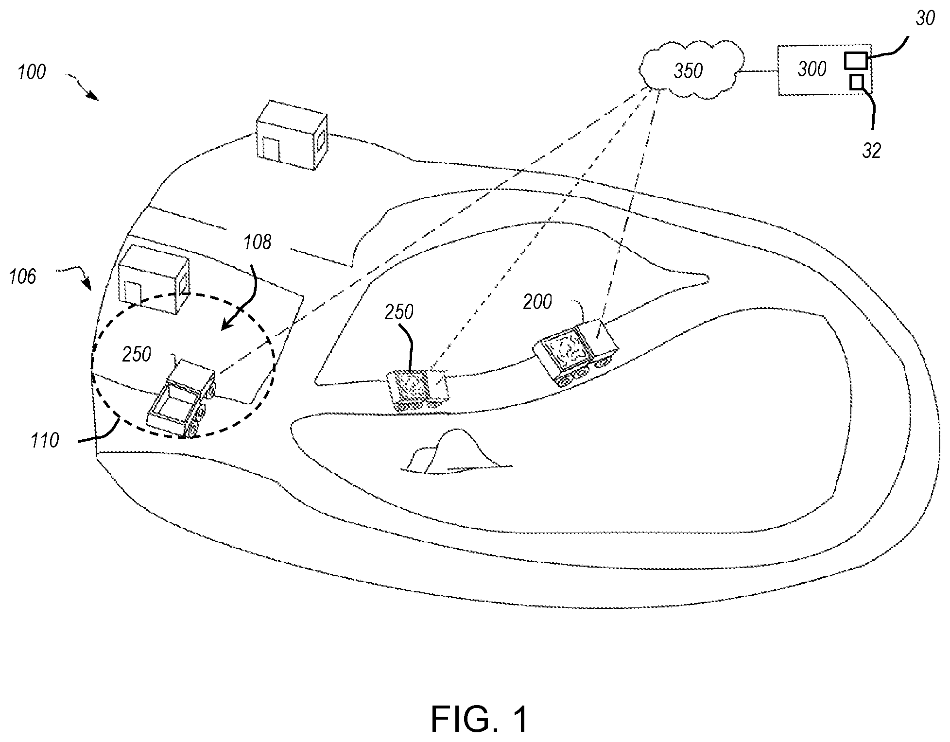 Patent US11783241 Figure 1 – System and method for tracking activity of a plurality of machines