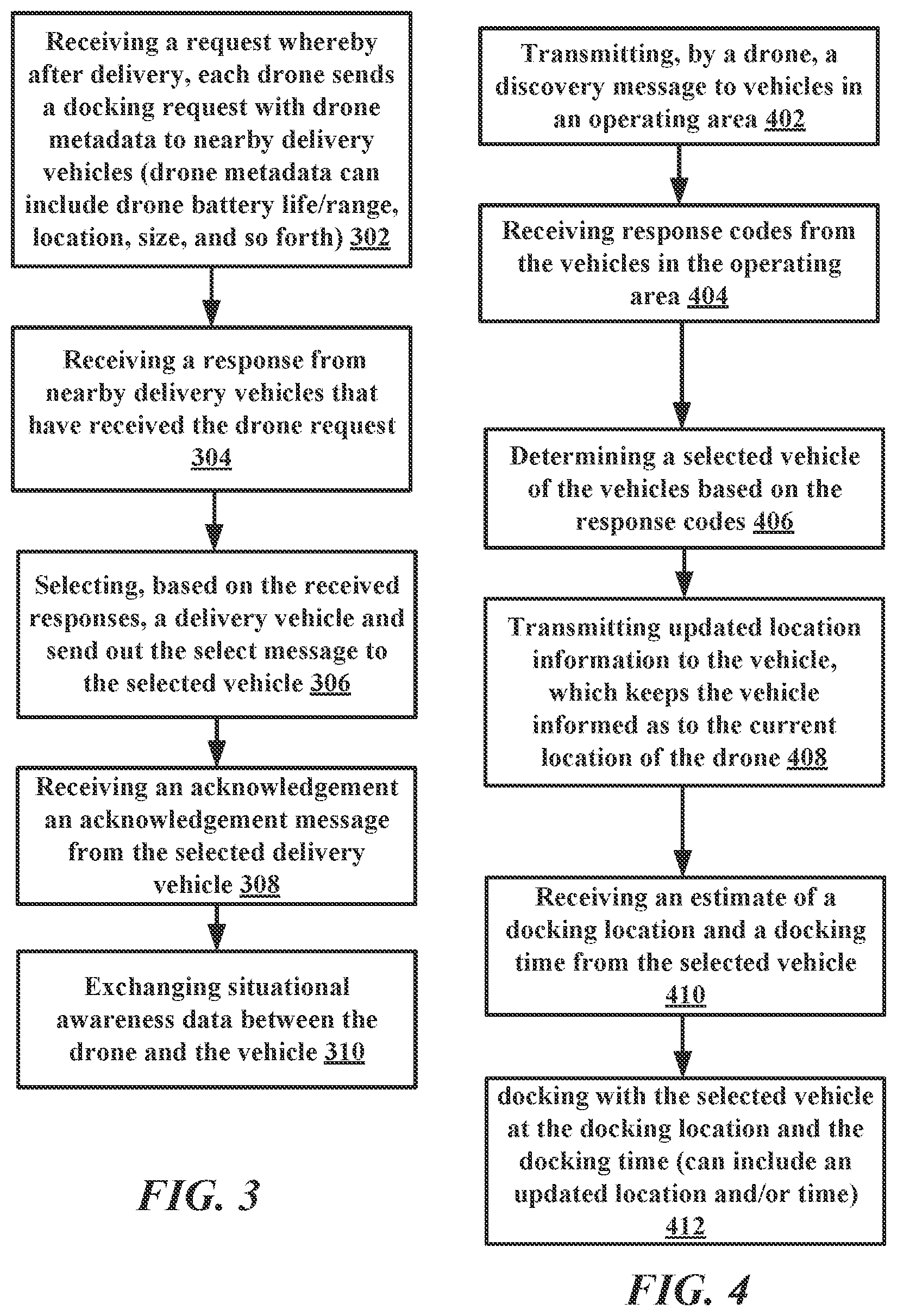 Patent US11783274 Figure 4 – Systems and methods for a decentralized hybrid air-ground autonomous last-mile goods delivery