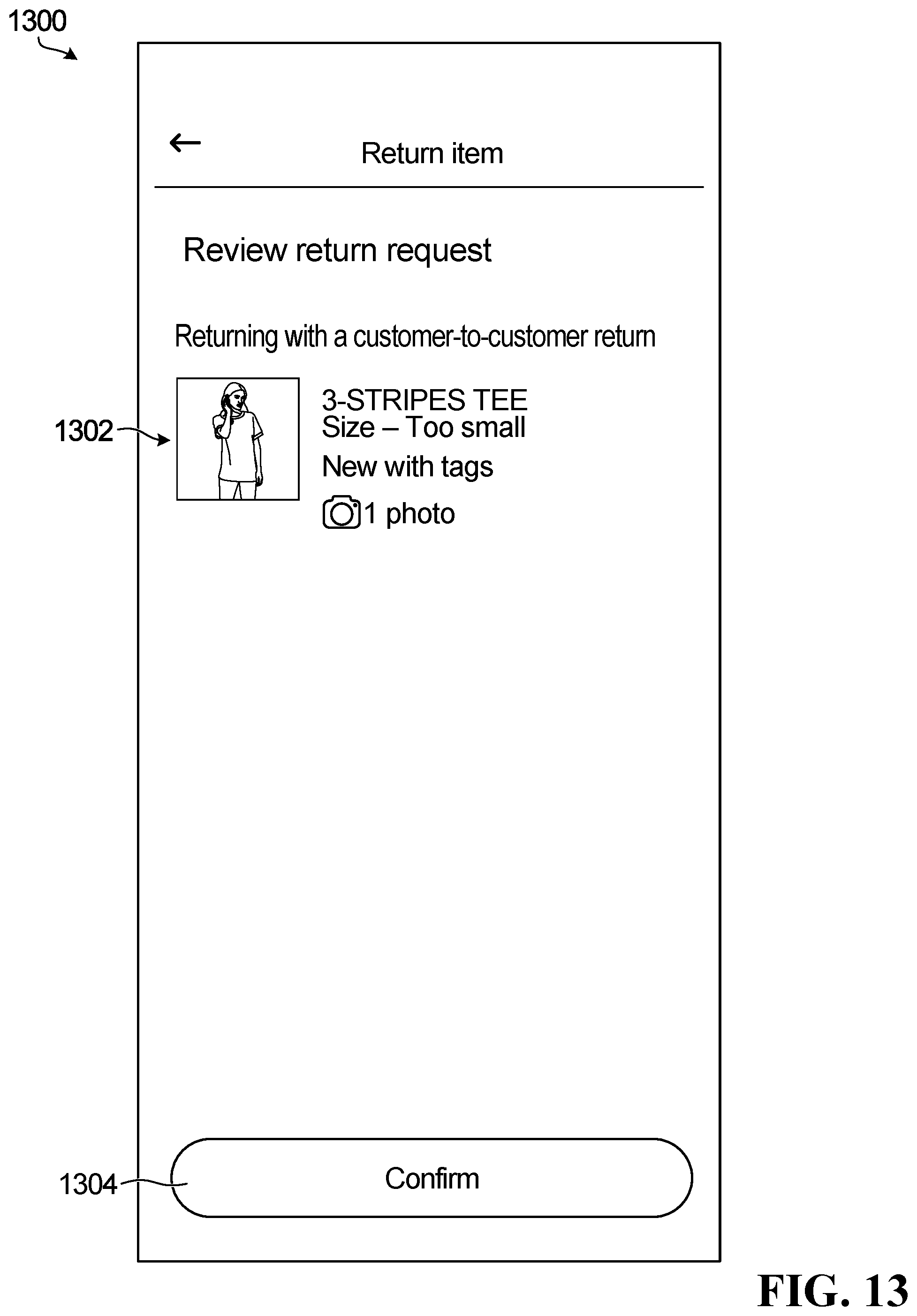 Patent US11783284 Figure 13 – Systems and methods for facilitating e-commerce product returns using an online marketplace
