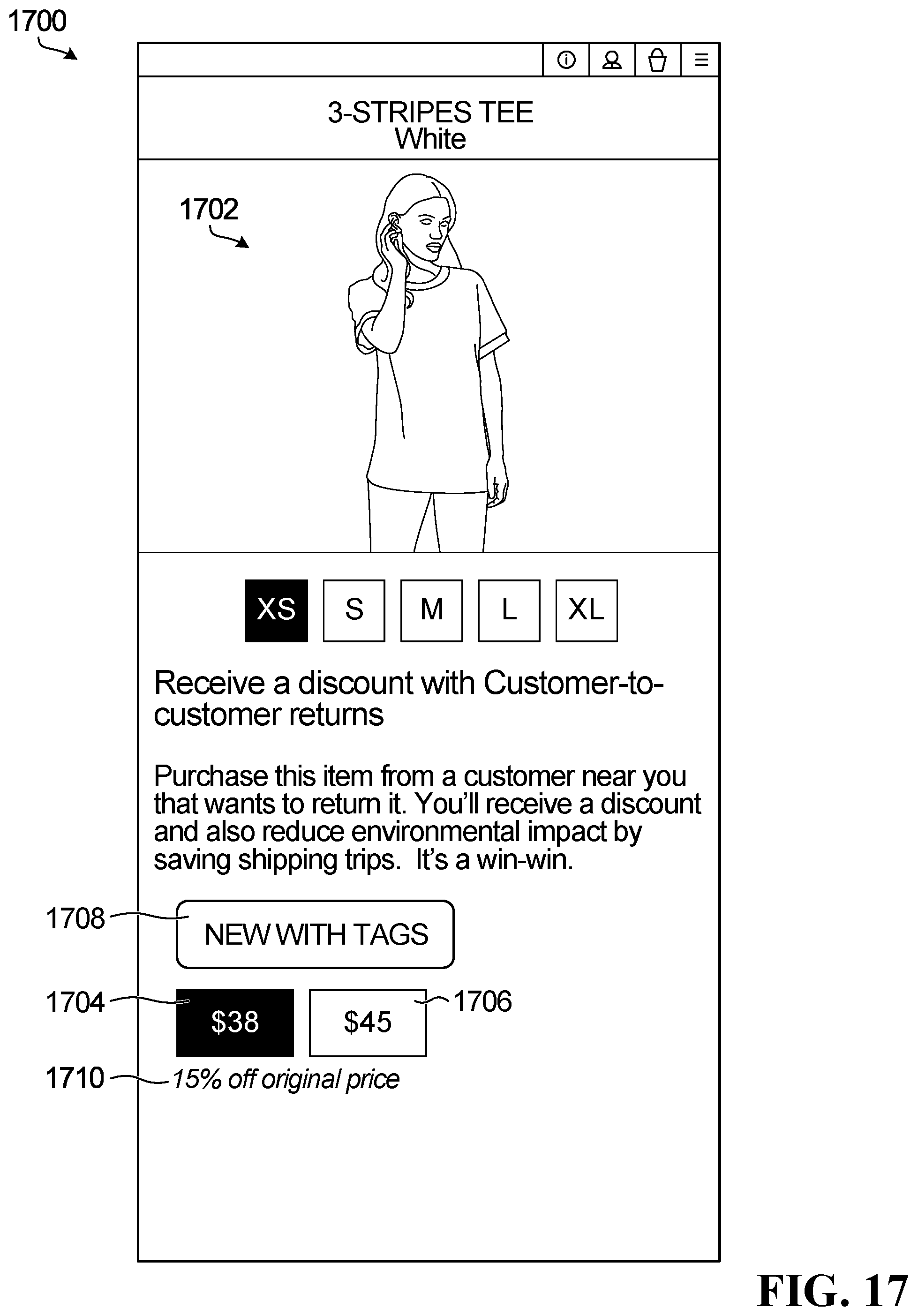 Patent US11783284 Figure 18 – Systems and methods for facilitating e-commerce product returns using an online marketplace