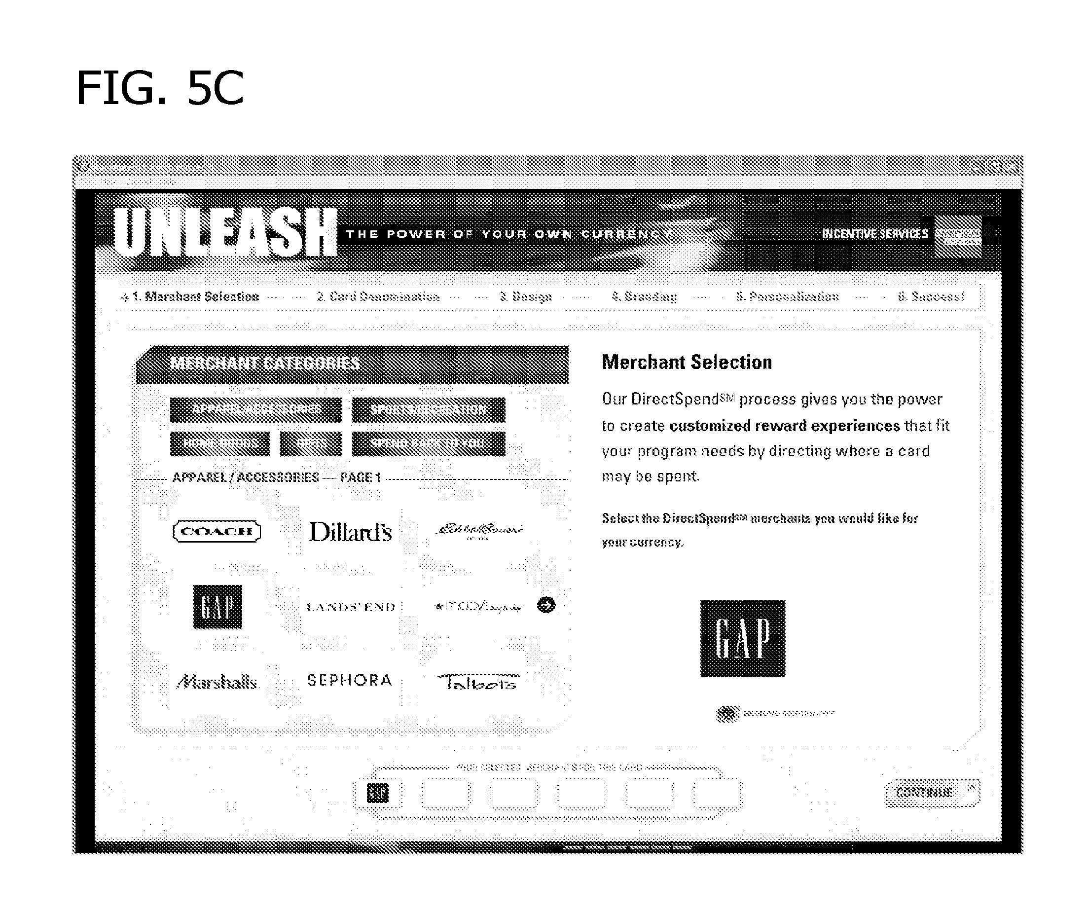 Patent US11783319 Figure 7 – Client customized virtual or physical card for use with selected merchants