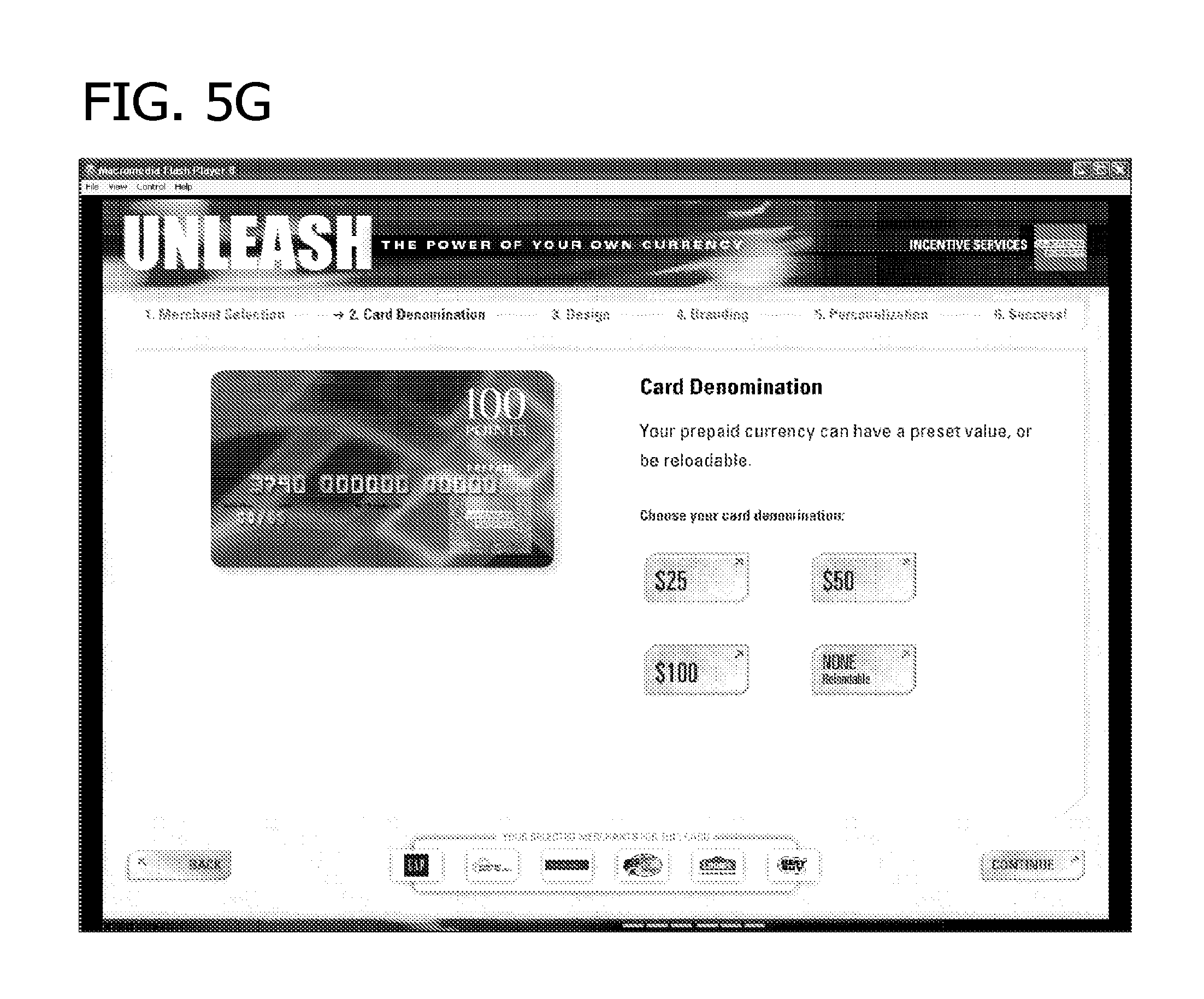 Patent US11783319 Figure 11 – Client customized virtual or physical card for use with selected merchants