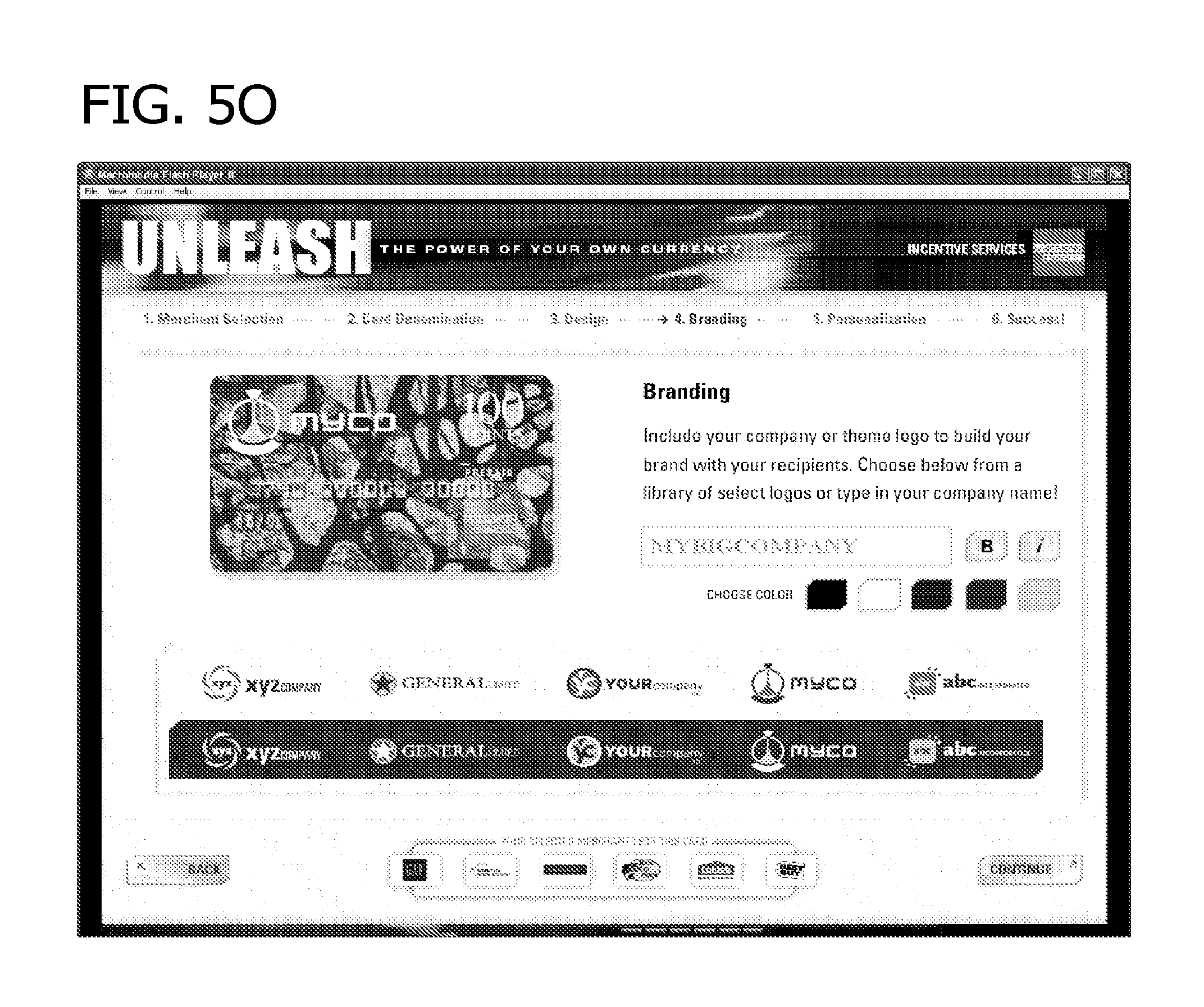 Patent US11783319 Figure 19 – Client customized virtual or physical card for use with selected merchants
