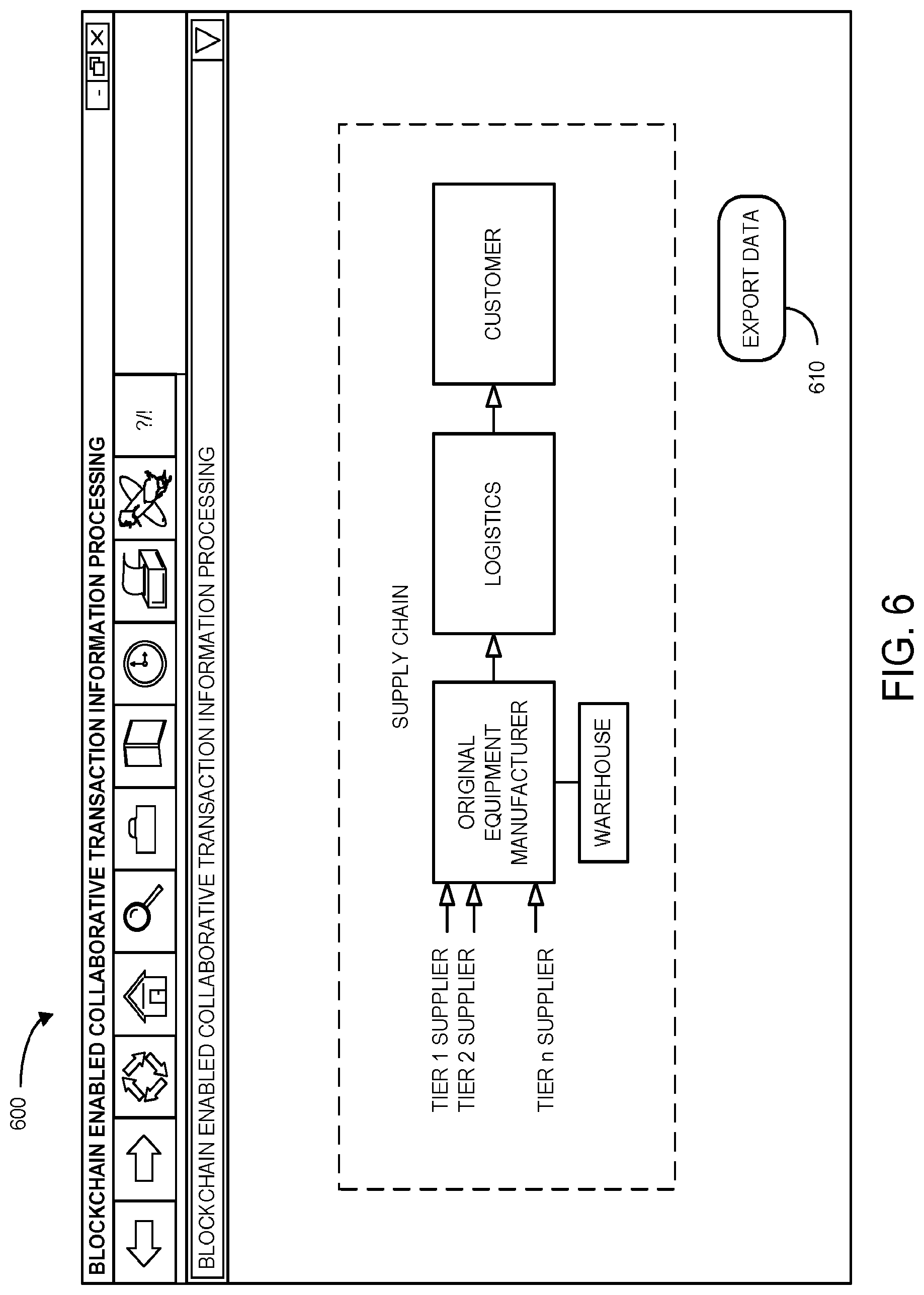Patent US11783346 Figure 6 – Blockchain enabled collaborative transaction information processing for a supply chain