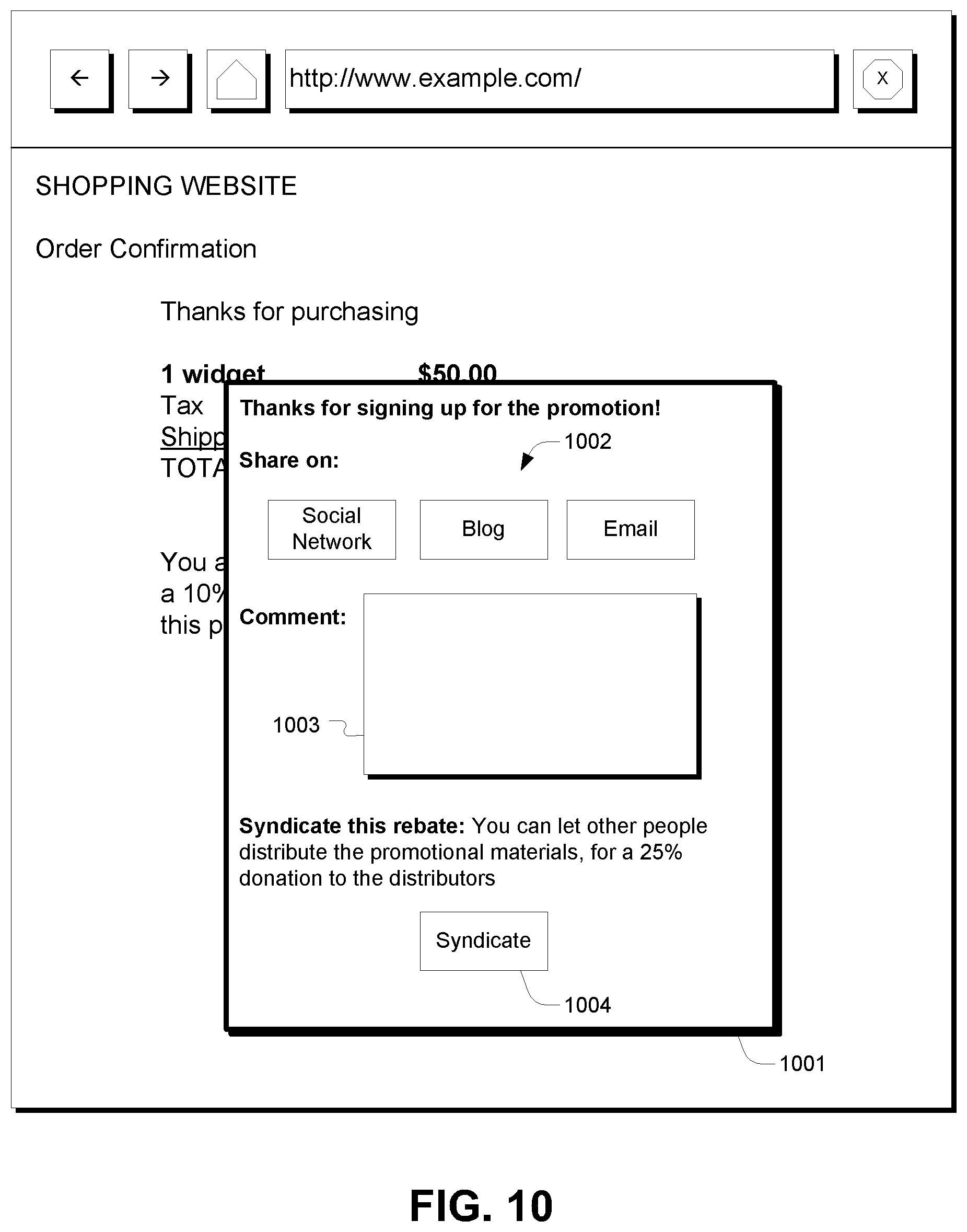 Patent US11783357 Figure 9 – Syndicated sharing of promotional information