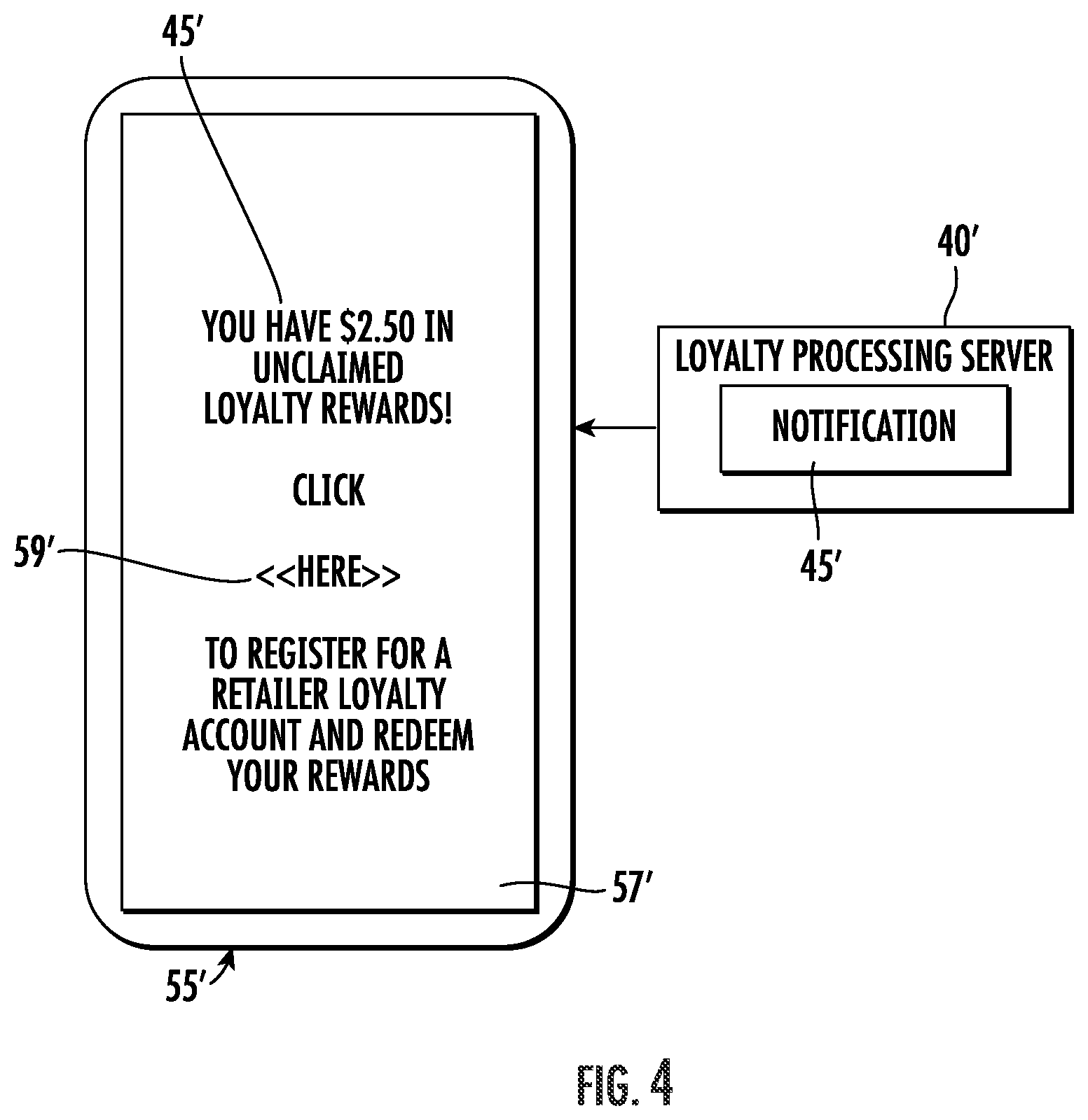 Patent US11783361 Figure 4 – System for generating a loyalty account based upon payment card transaction token and related methods