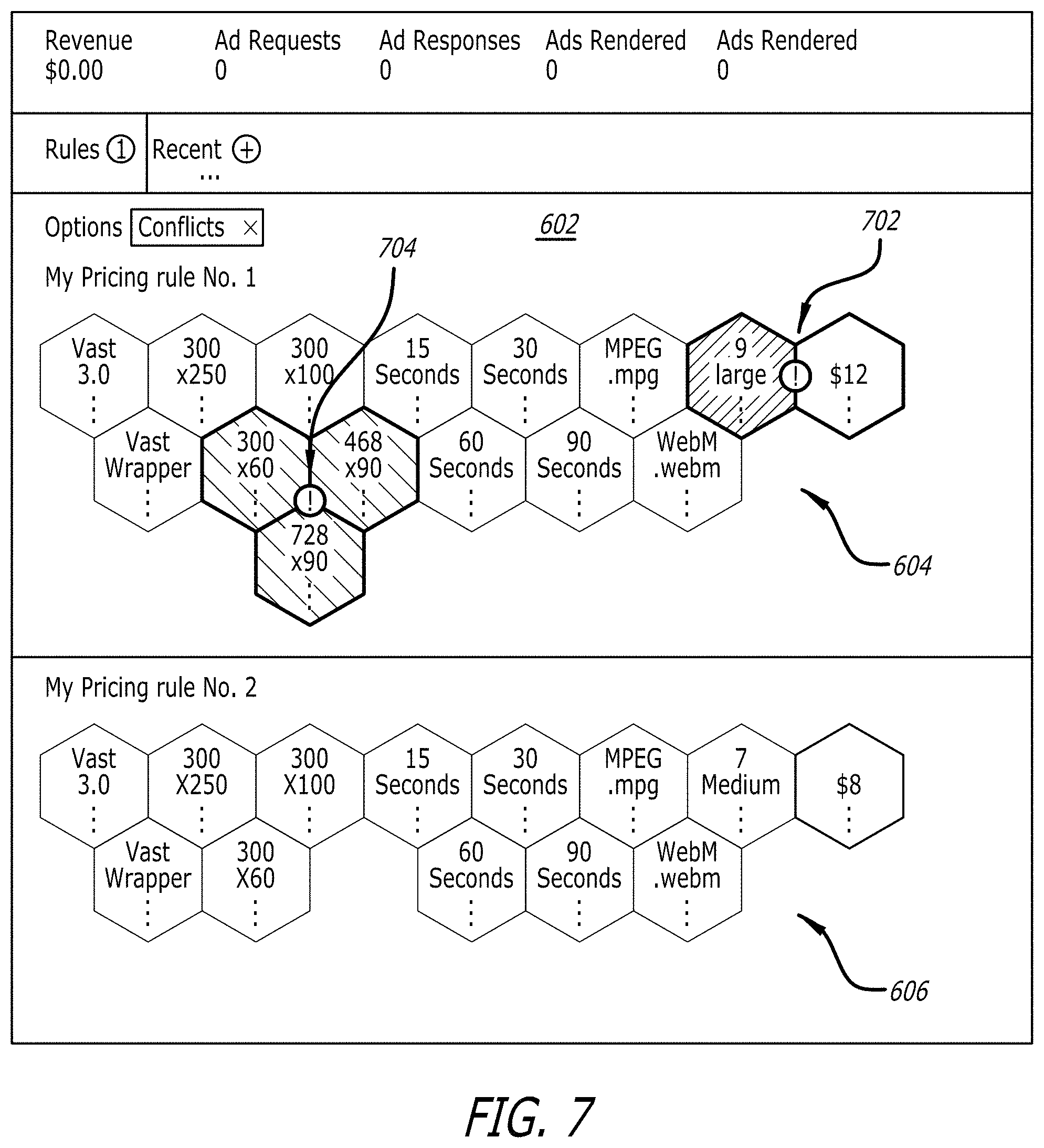 Patent US11783381 Figure 7 – Visual inventory rules building system
