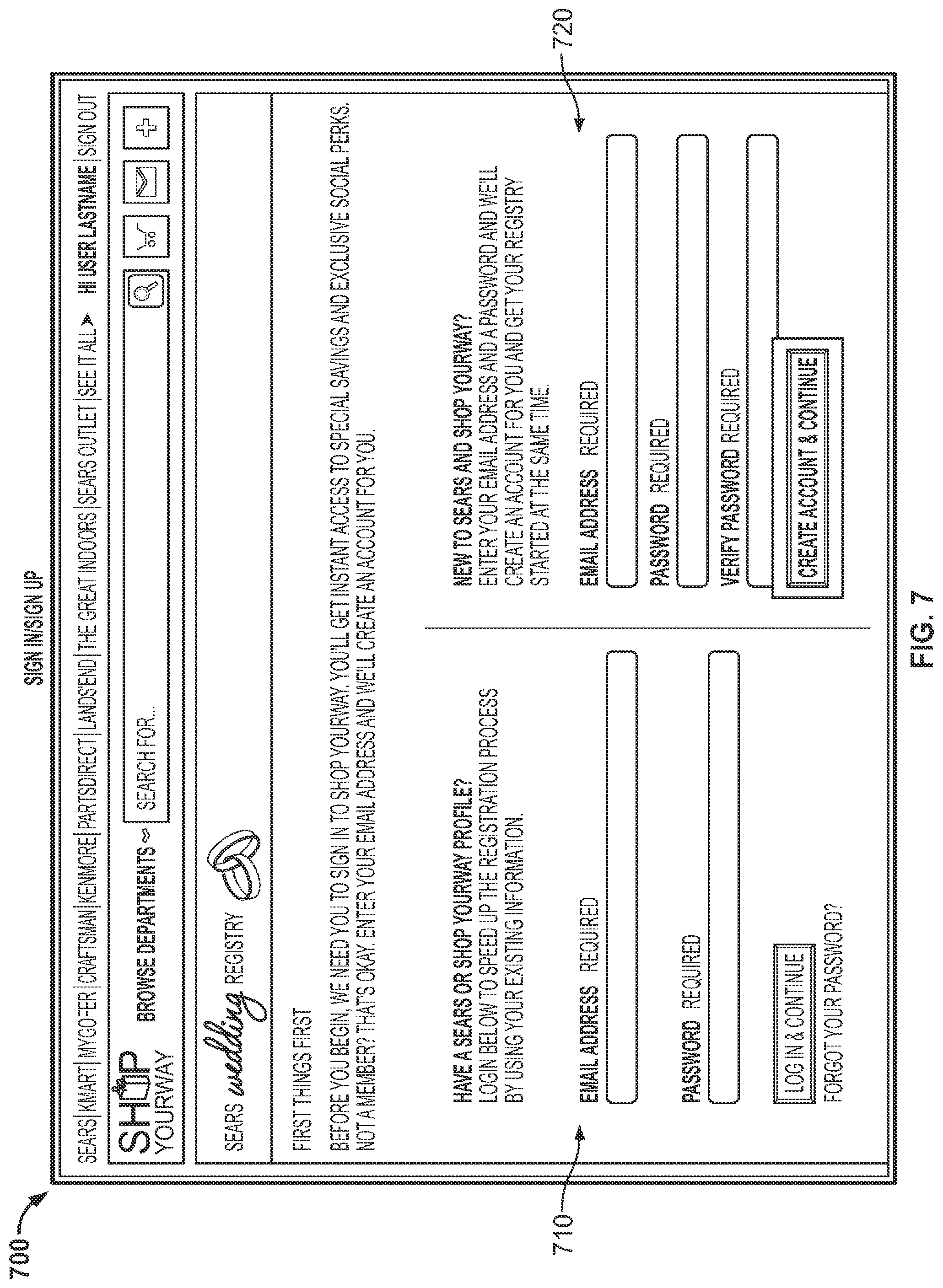 Patent US11783402 Figure 7 – Gift registry