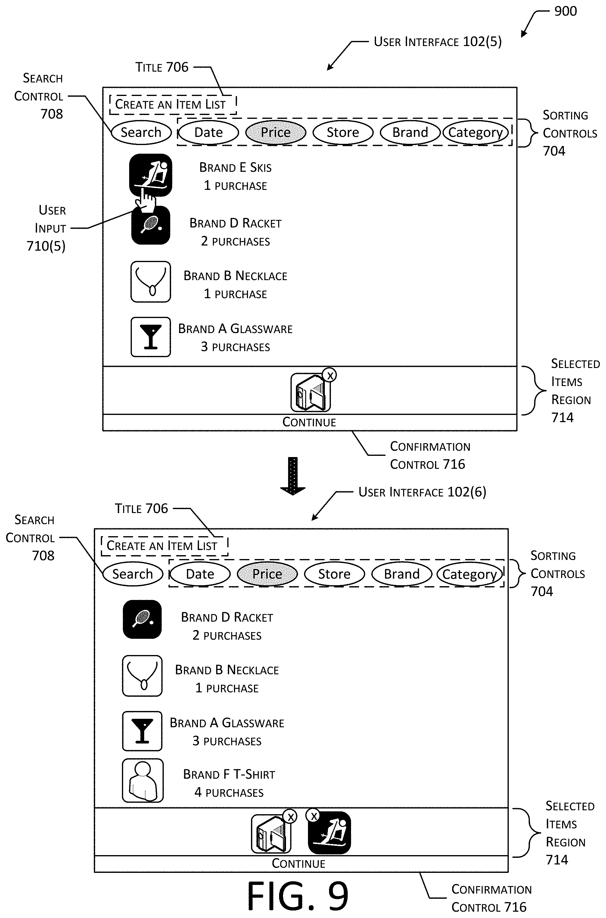 Patent US11783432 Figure 9 – System for providing access to user interfaces generated using purchase history data