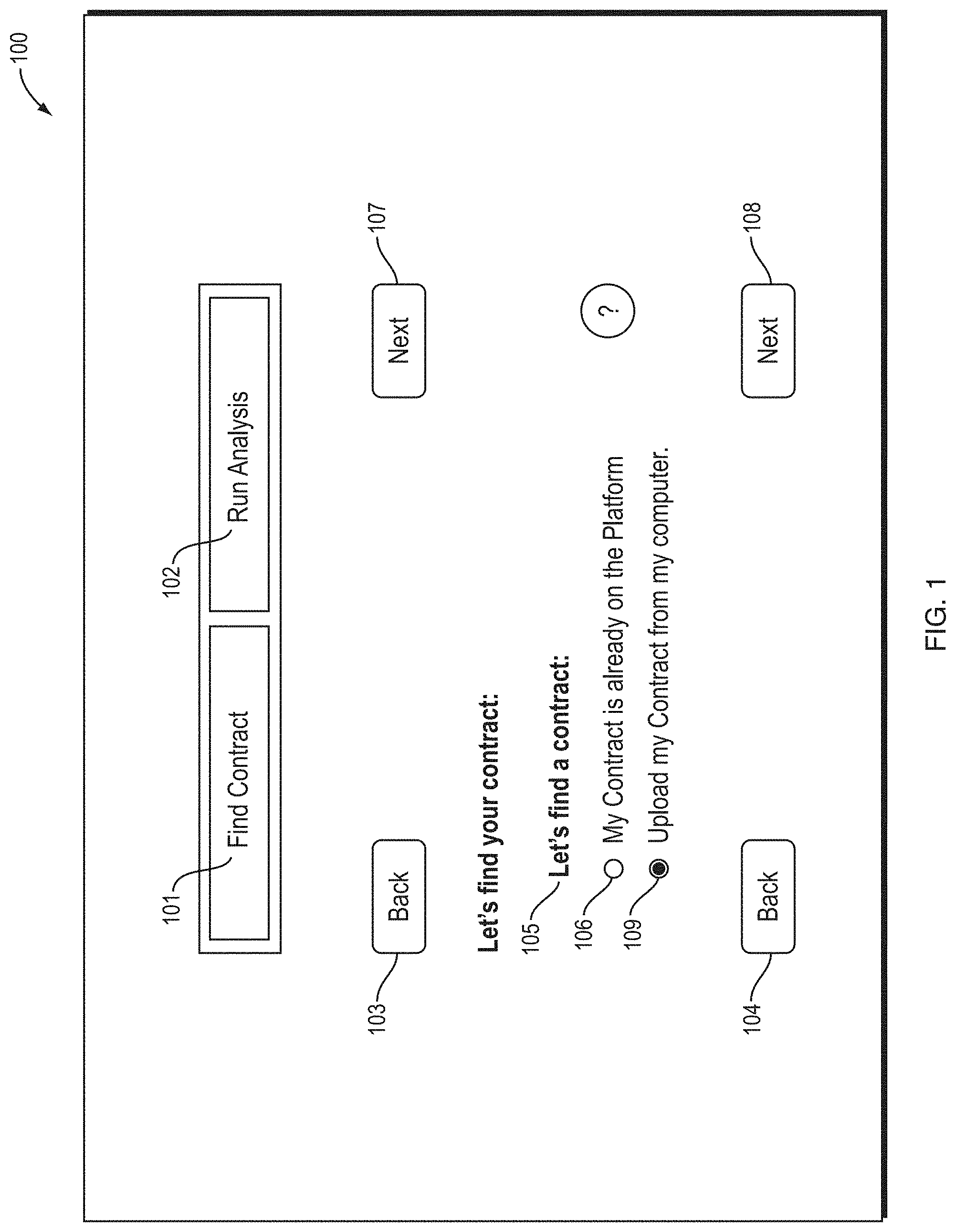 Patent US11783439 — Legal document analysis platform — Figure 1