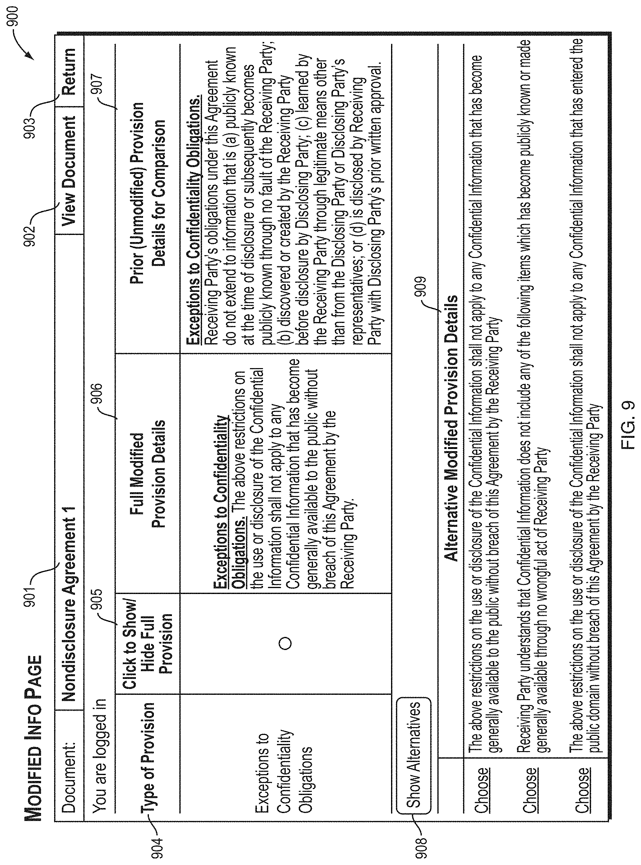 Patent US11783439 Figure 9 – Legal document analysis platform