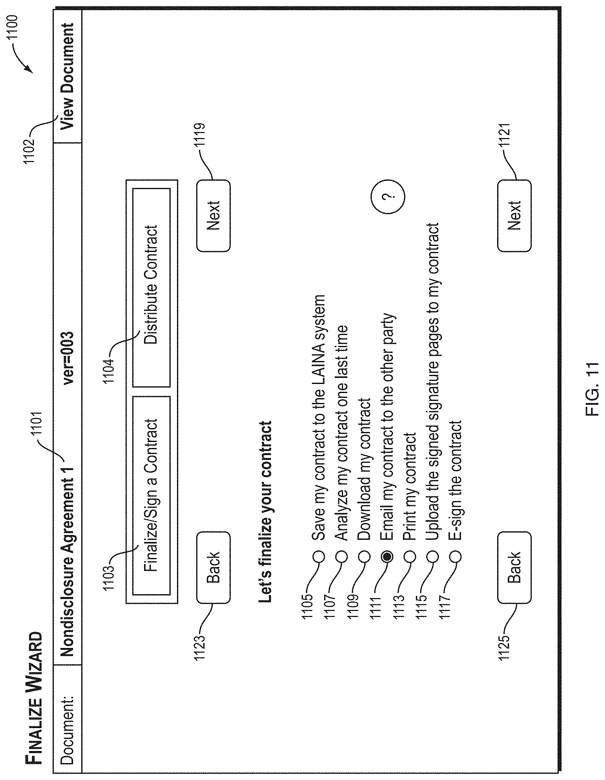 Patent US11783439 Figure 11 – Legal document analysis platform