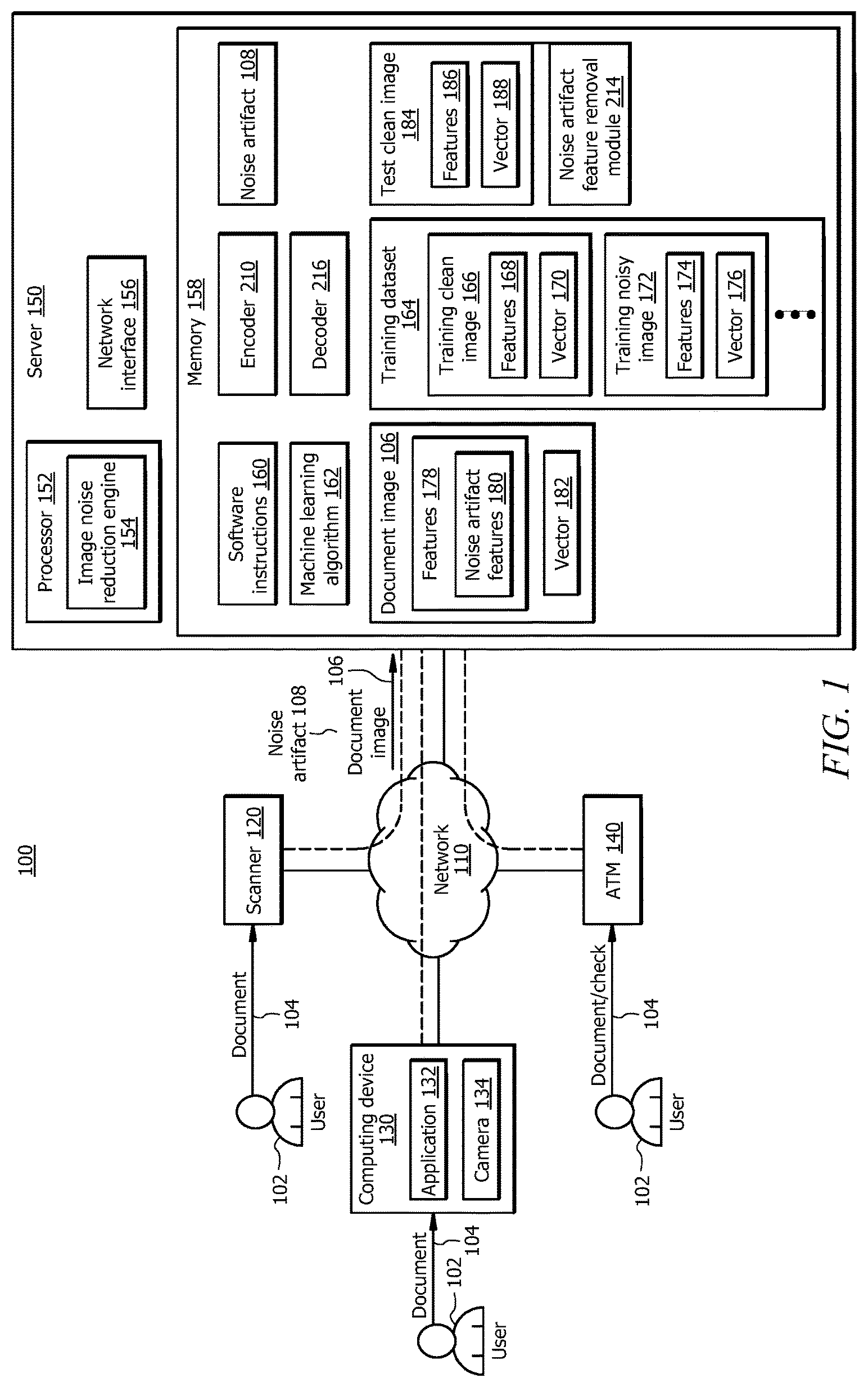 Patent US11783453 — Adapting image noise removal model based on device capabilities — Figure 1