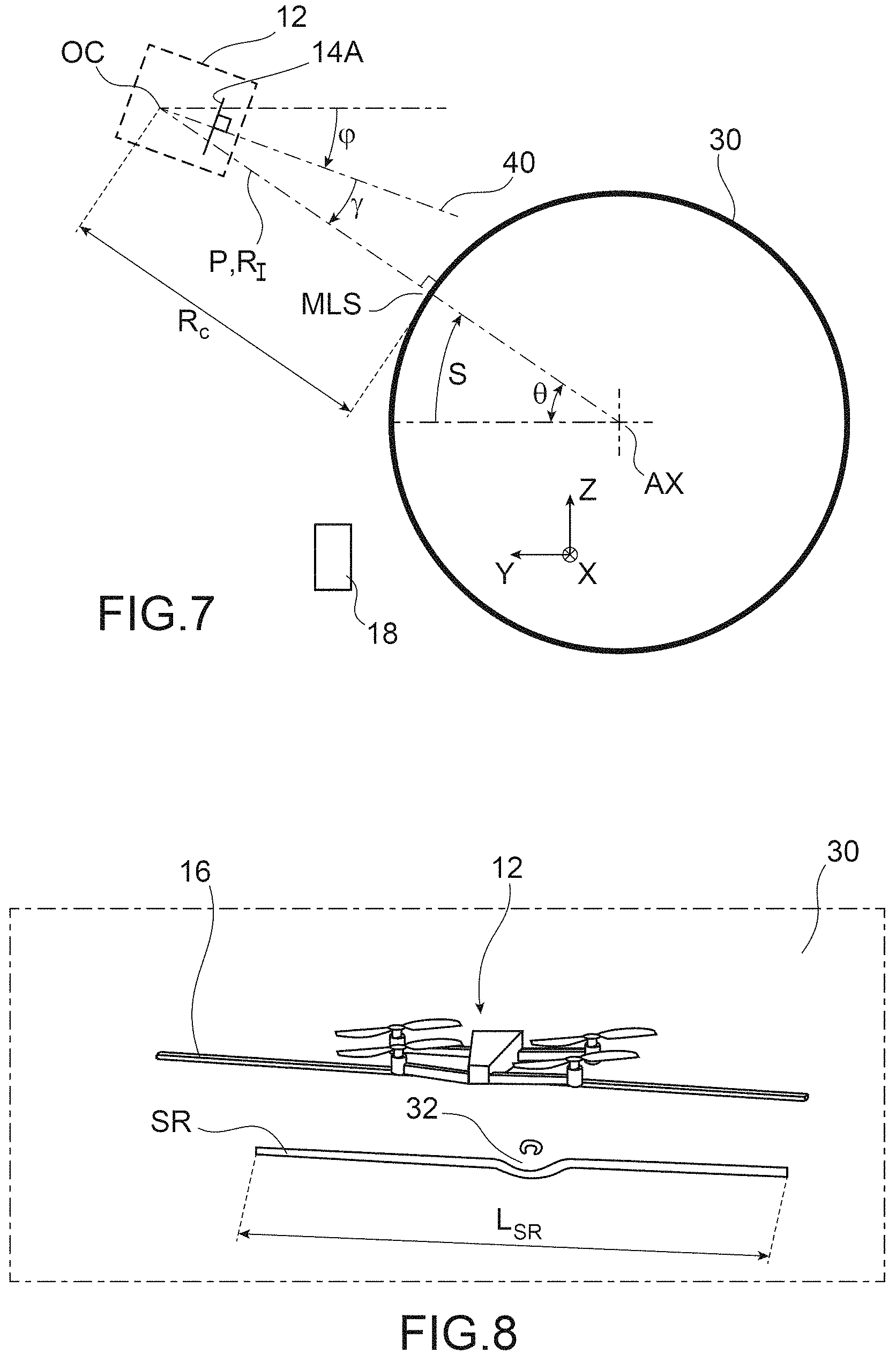 Patent US11783465 Figure 7 – Flying drone for inspecting surfaces, and method for inspecting surfaces by such a flying drone