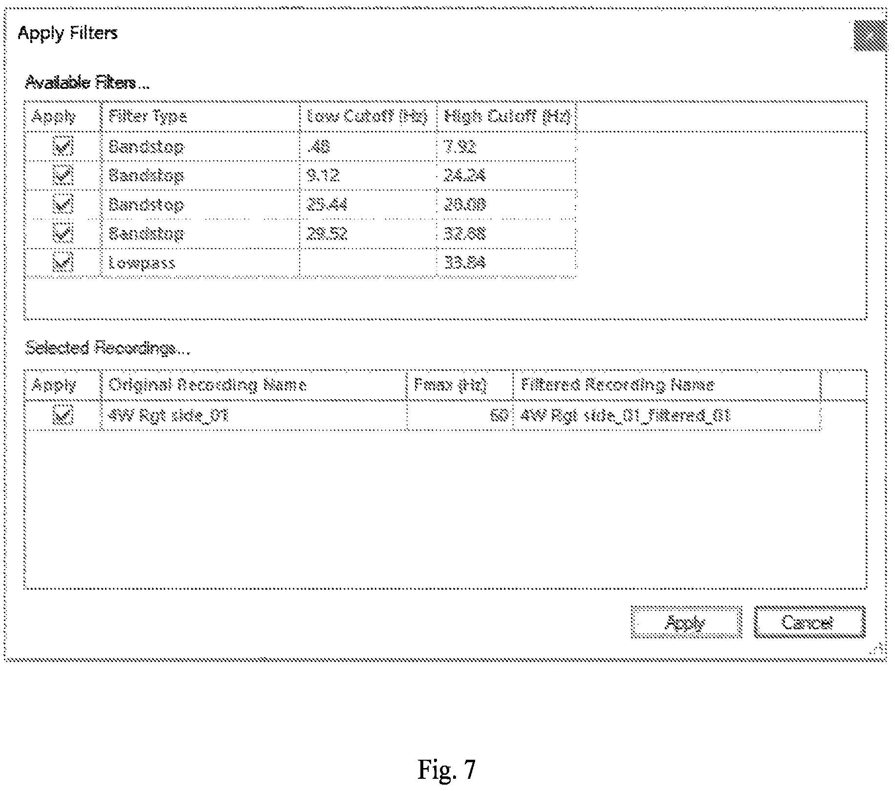 Patent US11783467 Figure 7 – Monitoring of objects based on frequency spectrum of motion and frequency filtering