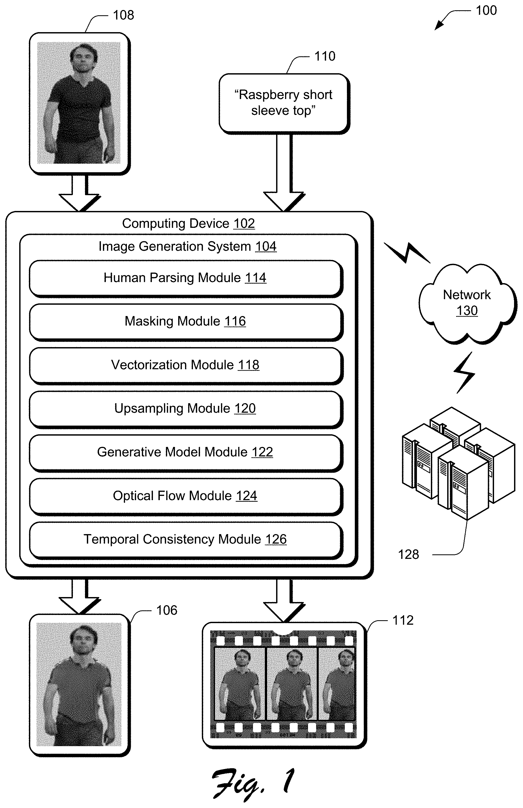 Patent US11783486 — Depicting humans in text-defined outfits — Figure 1