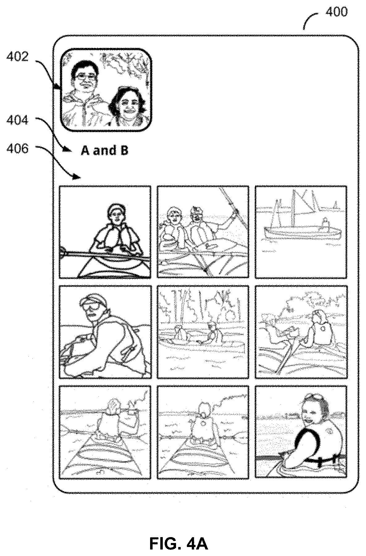 Patent US11783521 Figure 8 – Automatic generation of people groups and image-based creations