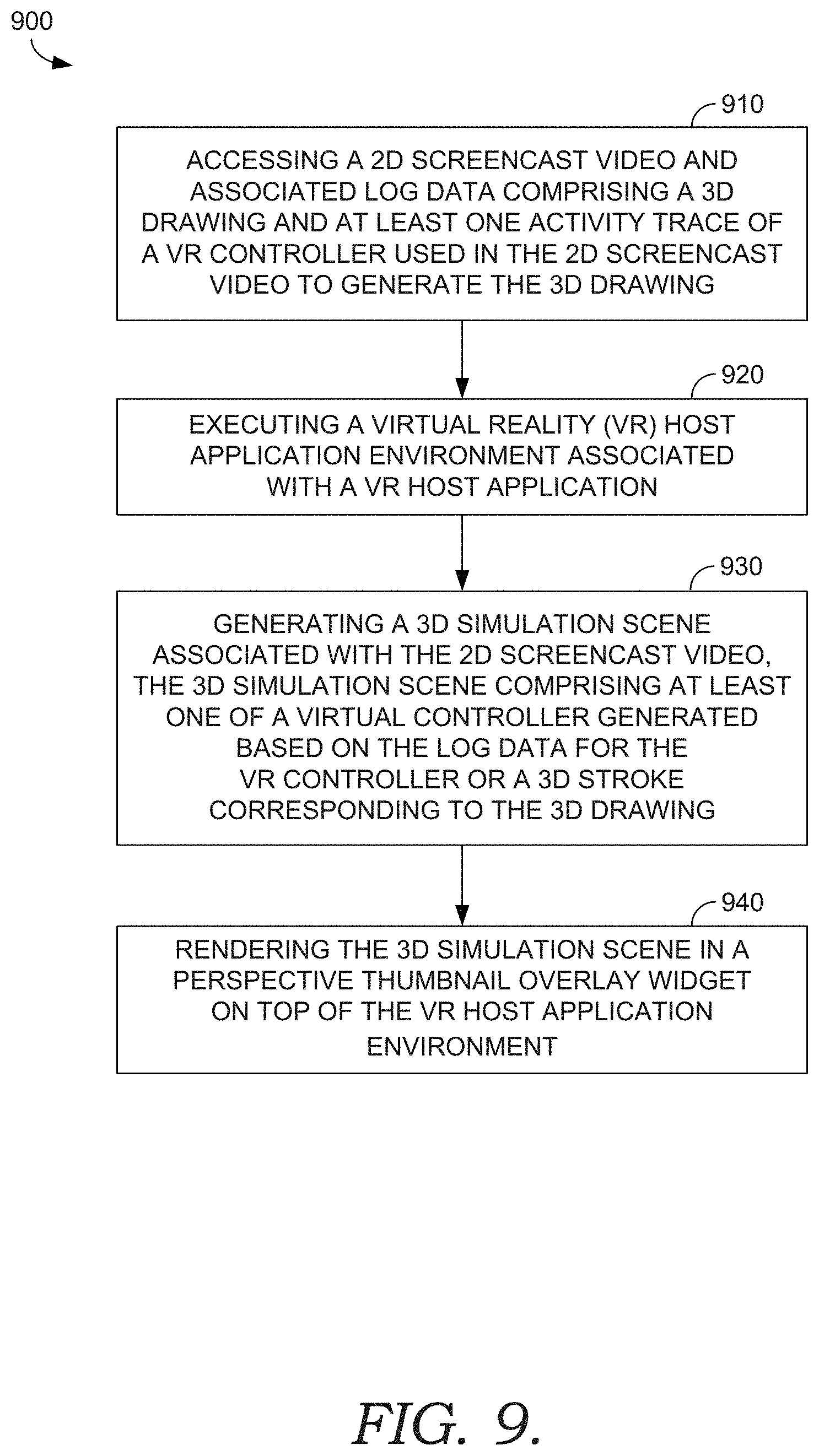 Patent US11783534 Figure 9 – 3D simulation of a 3D drawing in virtual reality