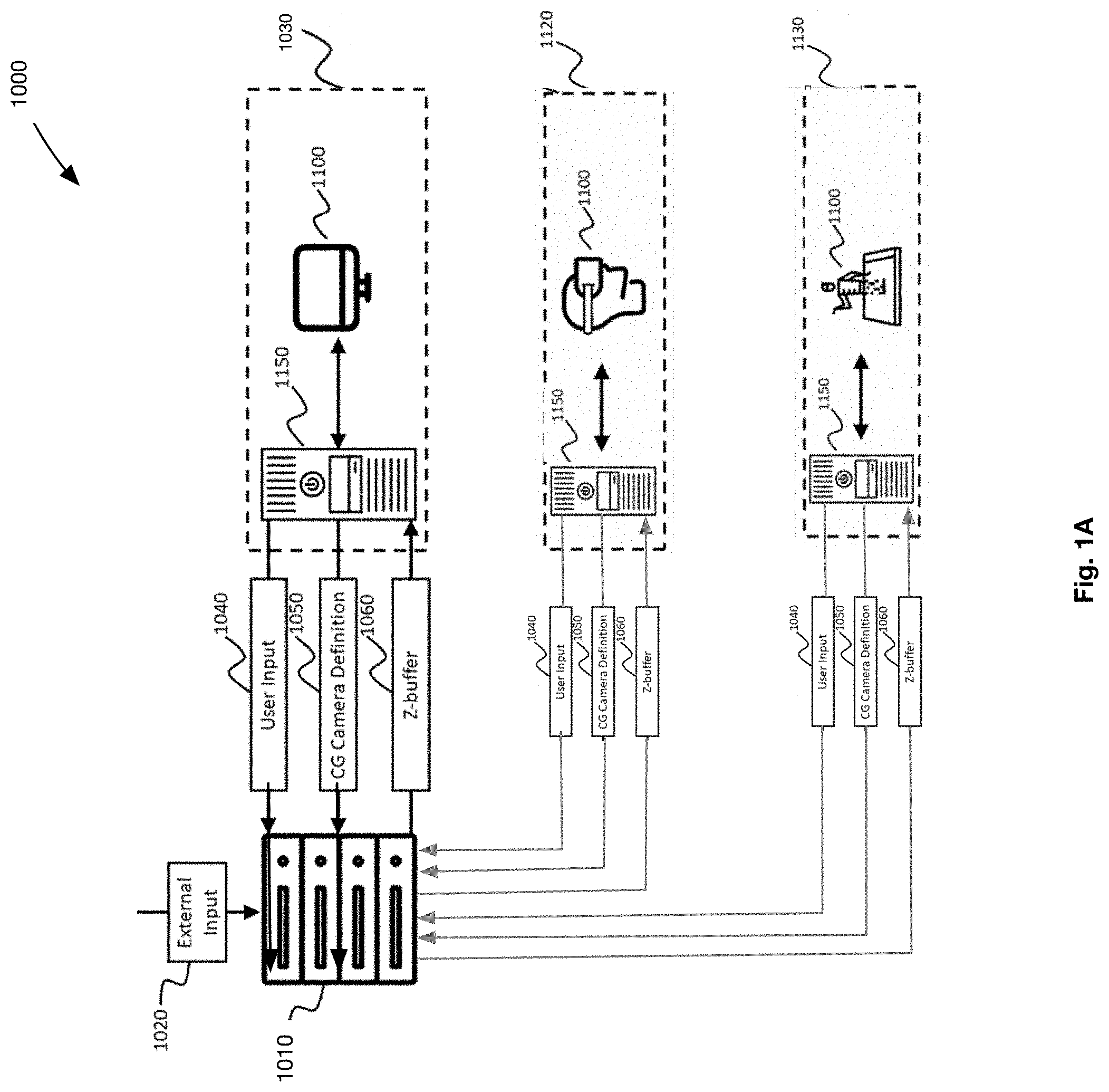 Patent US11783537 Figure 1 – Distributed rendering and display system