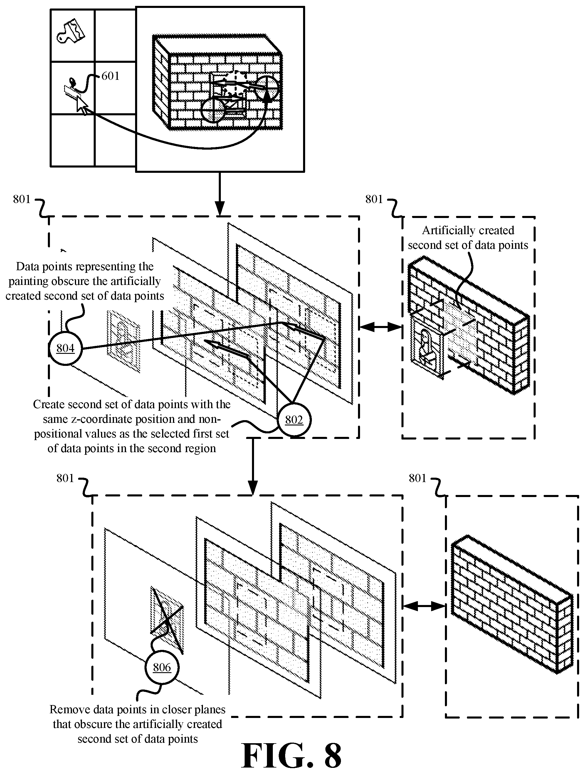 Patent US11783545 Figure 8 – Systems and methods for editing three-dimensional data and point clouds