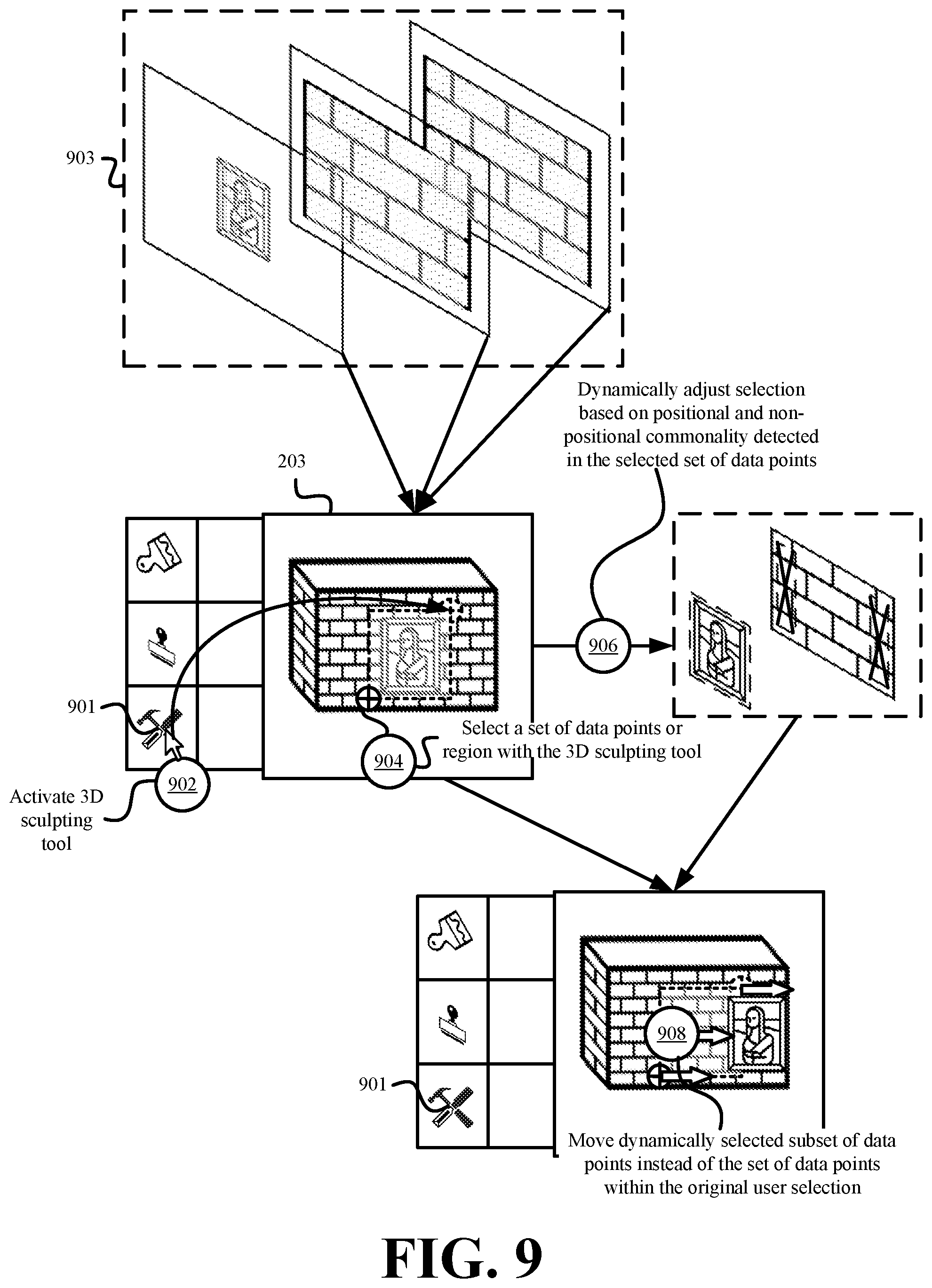 Patent US11783545 Figure 9 – Systems and methods for editing three-dimensional data and point clouds