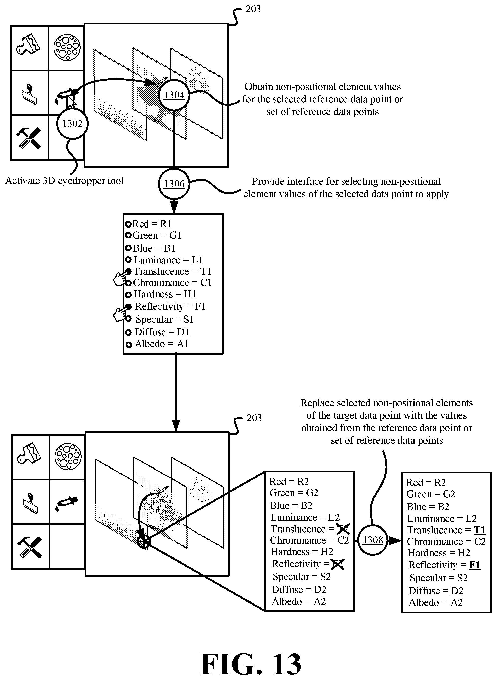 Patent US11783545 Figure 13 – Systems and methods for editing three-dimensional data and point clouds