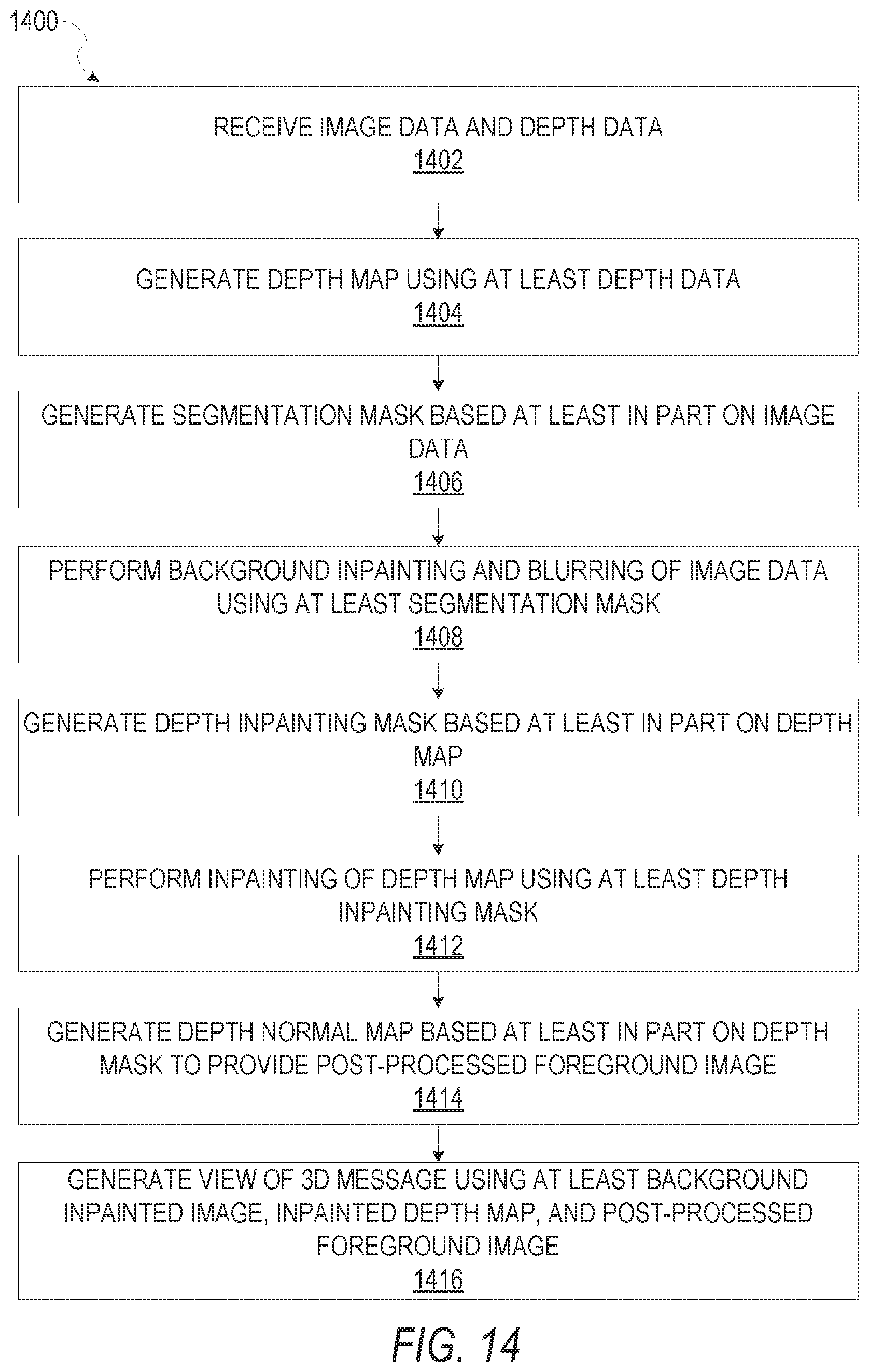 Patent US11783556 Figure 14 – Augmented reality content generators including 3D data in a messaging system