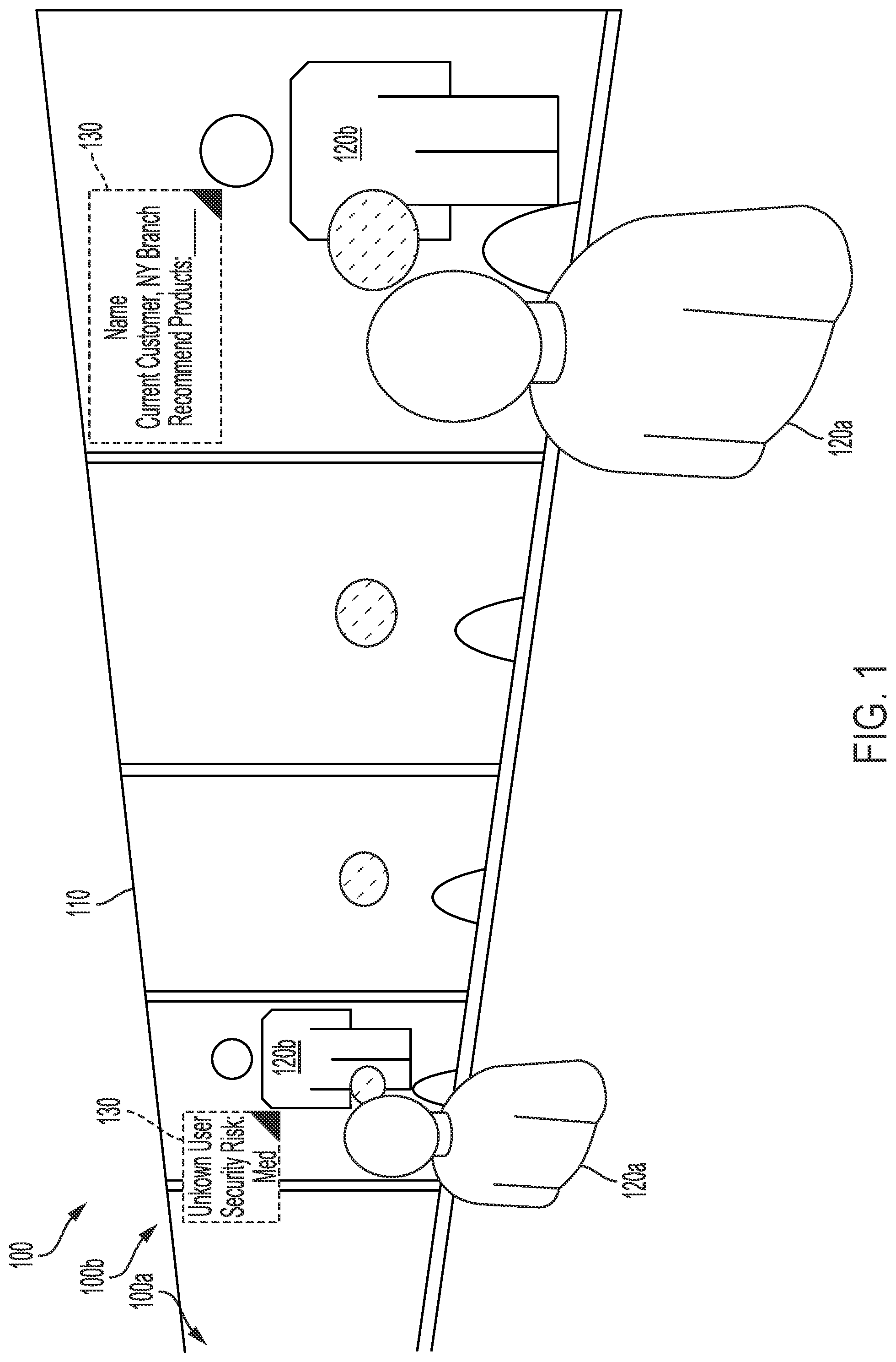 Patent US11783581 Figure 1 – User scanning and one-way augmented reality viewing system
