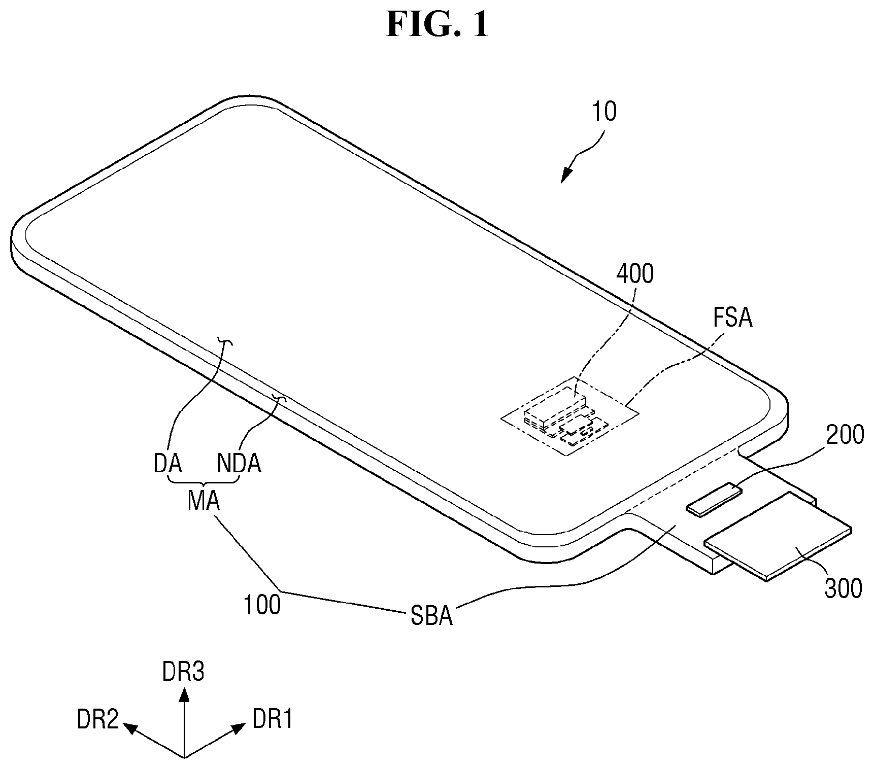 Patent US11783618 Figure 1 – Fingerprint sensor, method for manufacturing fingerprint sensor, and display device including fingerprint sensor