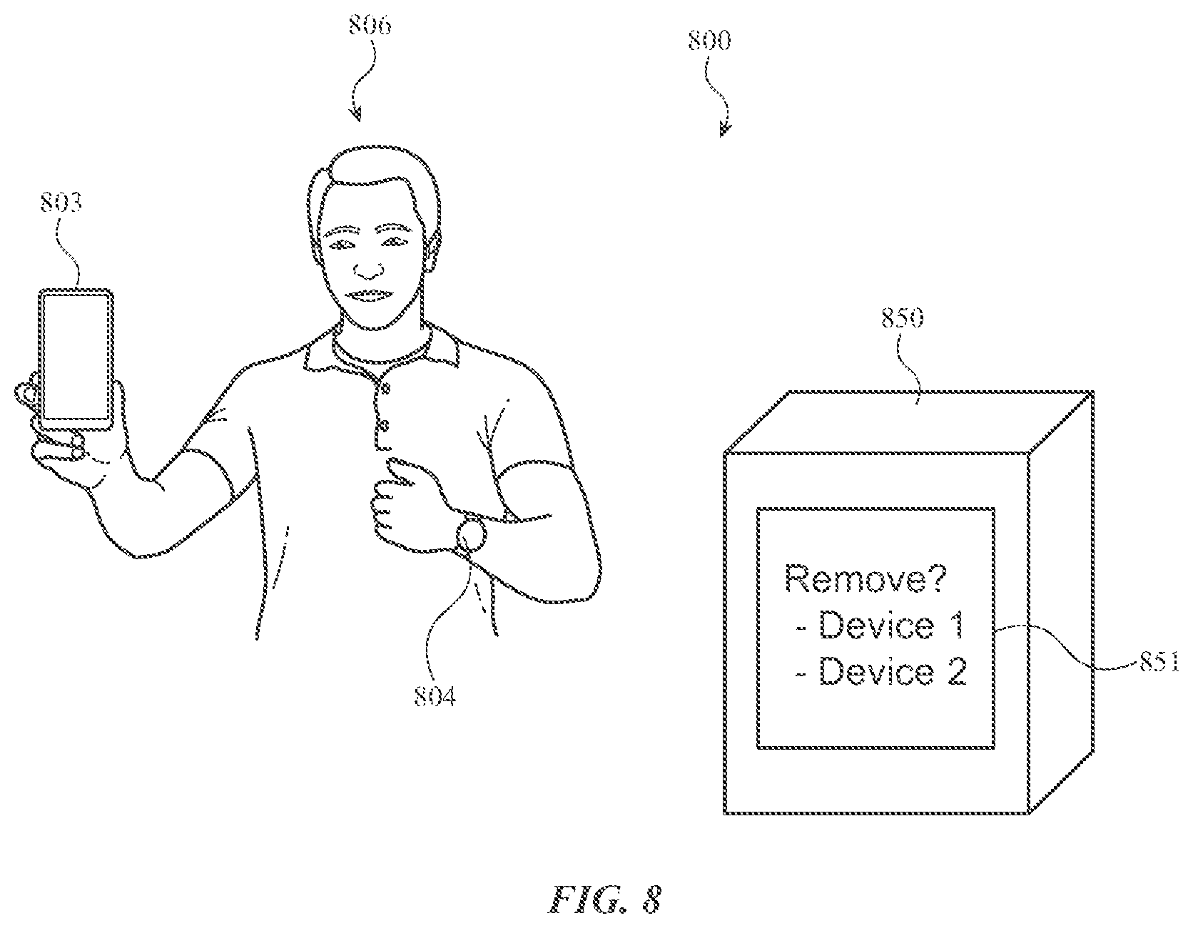 Patent US11783626 Figure 8 – Biometric gallery management using wireless identifiers