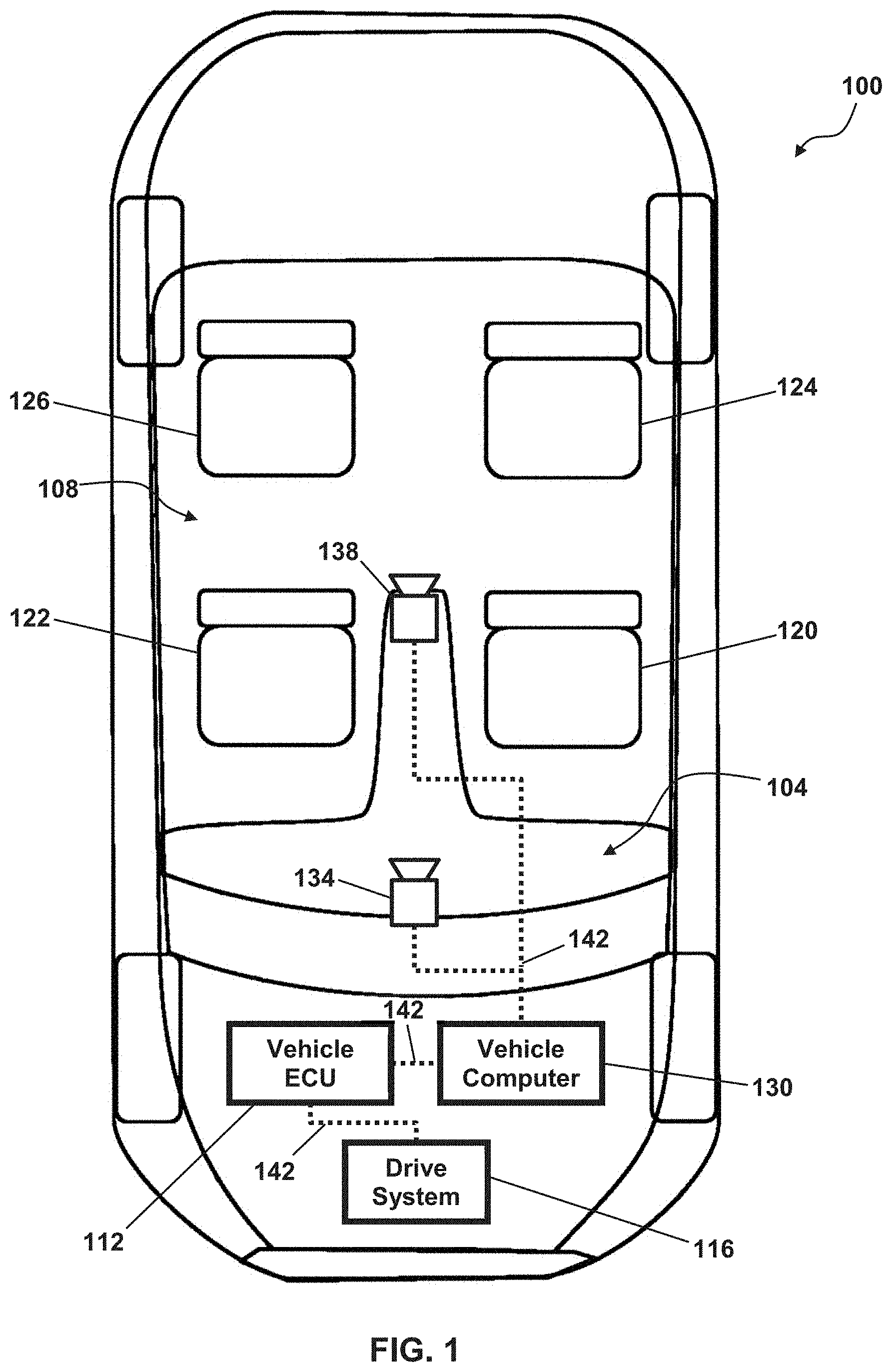 Patent US11783636 Figure 1 – System and method for detecting abnormal passenger behavior in autonomous vehicles