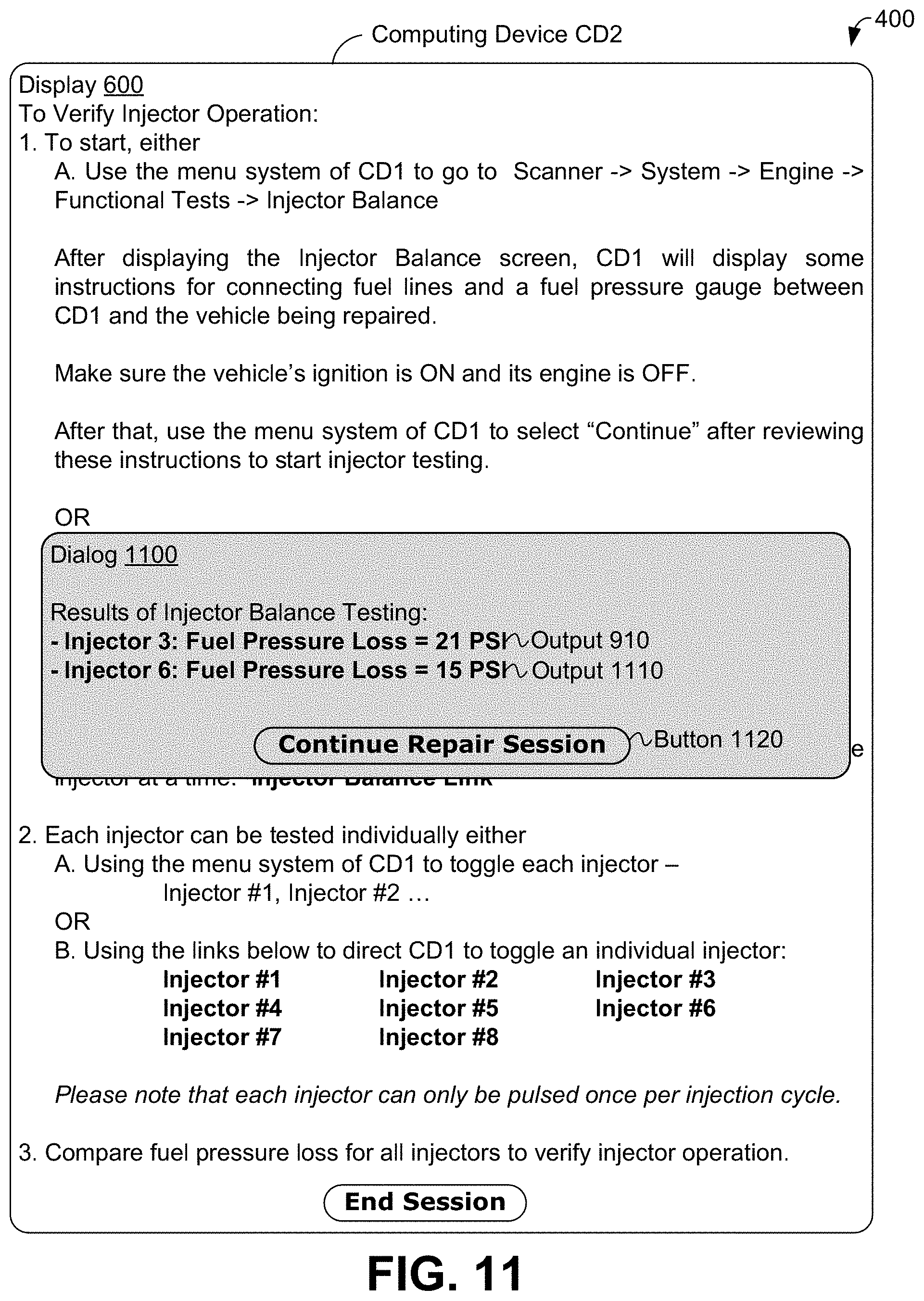 Patent US11783640 Figure 11 – Method and system for outputting diagnostic content based on capability of diagnostic device selected to receive content