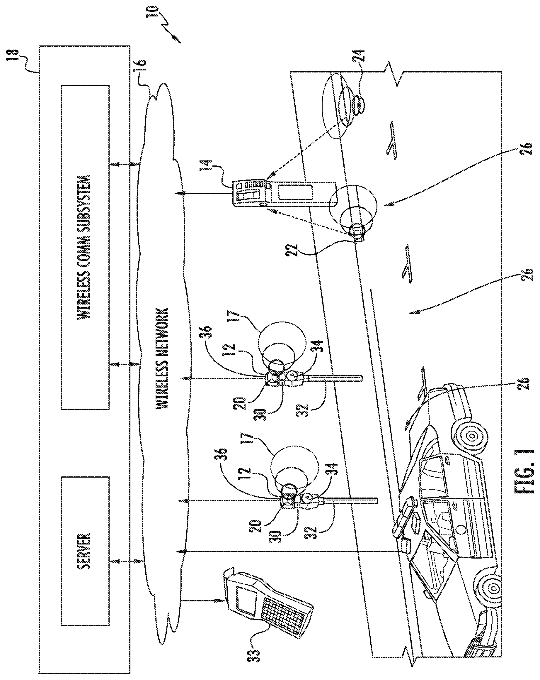 Patent US11783661 Figure 1 – Single space electronic parking meter with meter housing mounted vehicle sensor