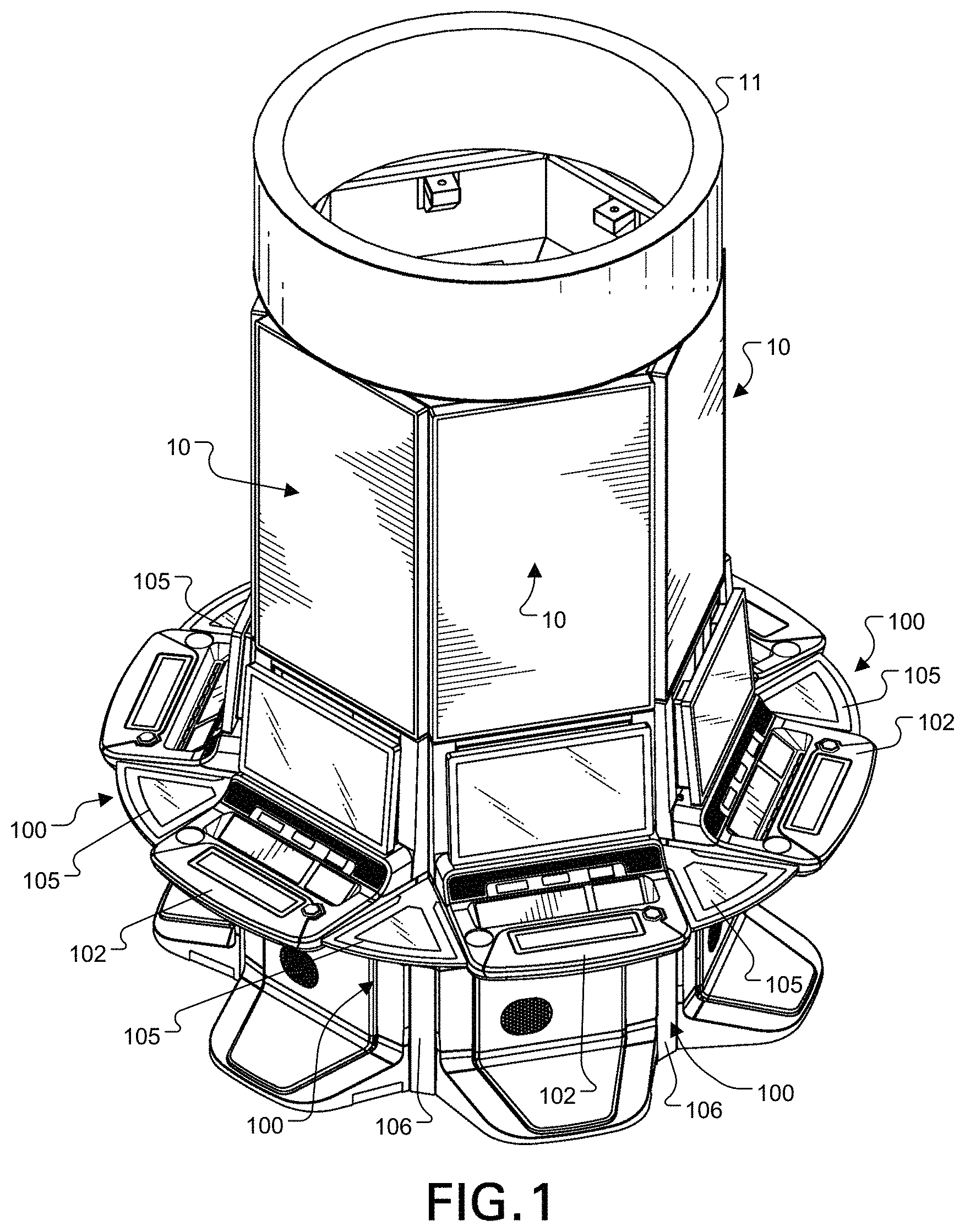 Patent US11783662 Figure 1 – Gaming machine button deck filler