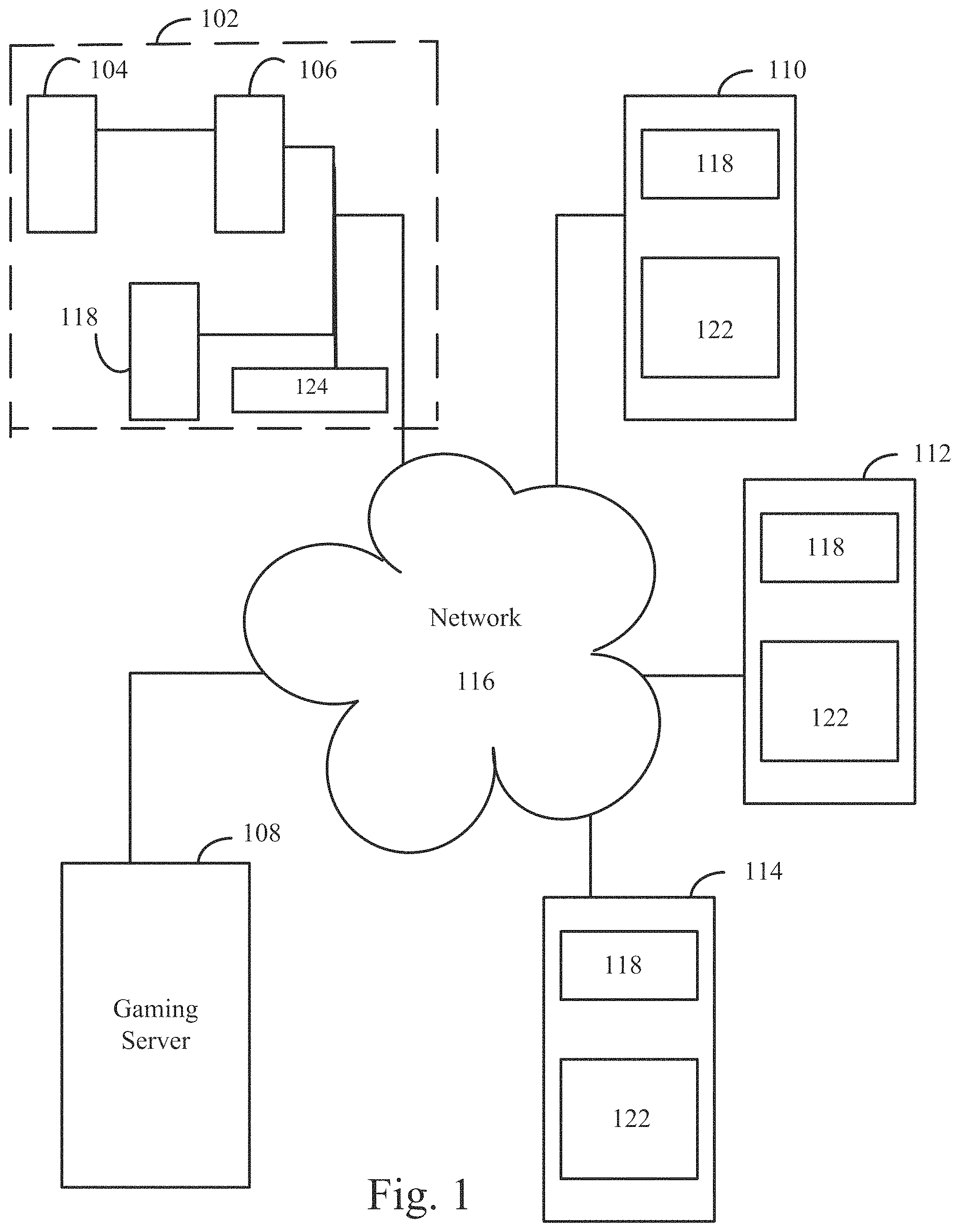 Patent US11783663 Figure 1 – Live roulette hybrid gaming system and method