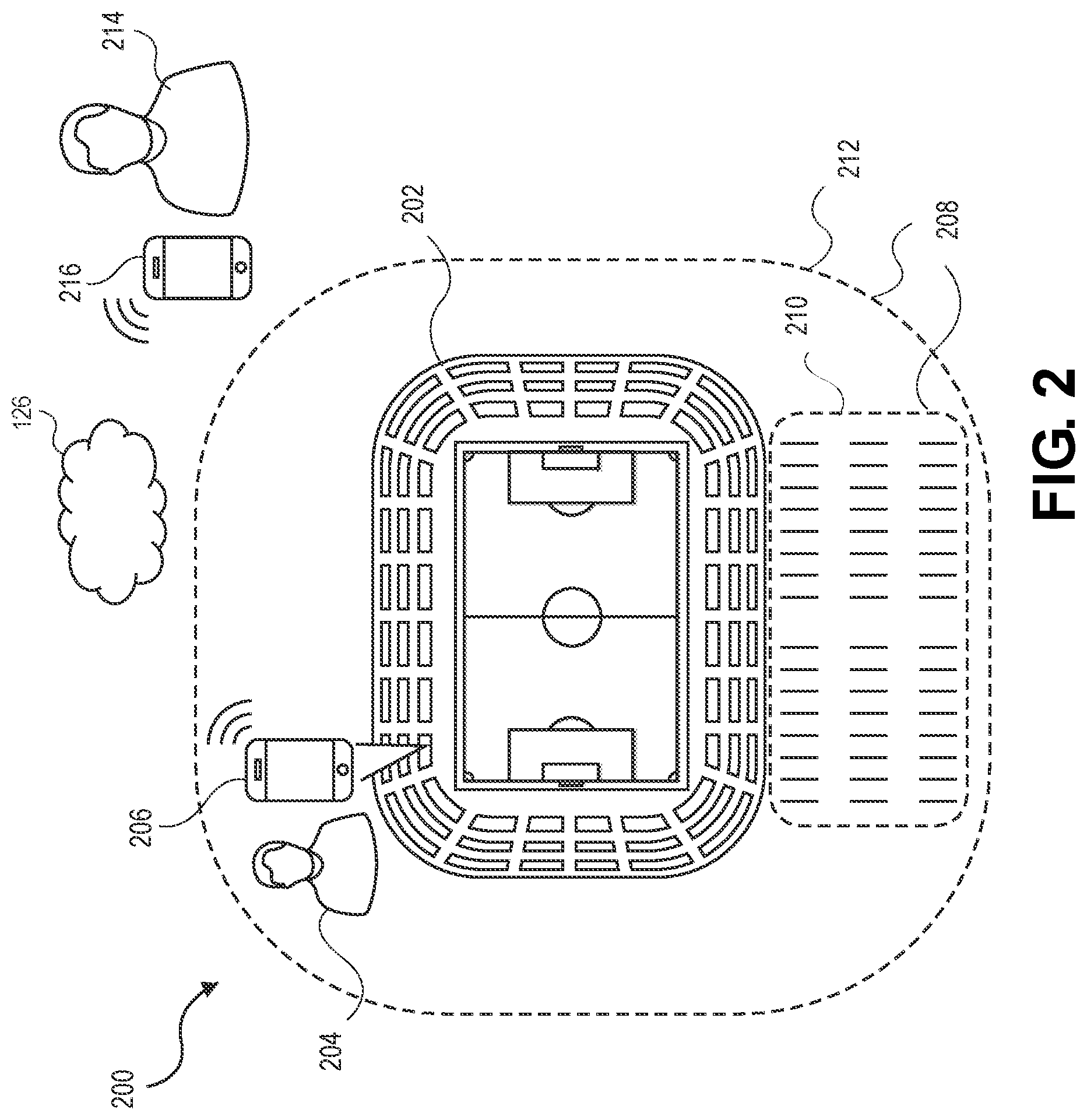 Patent US11783678 Figure 2 – Real-time in-venue betting system