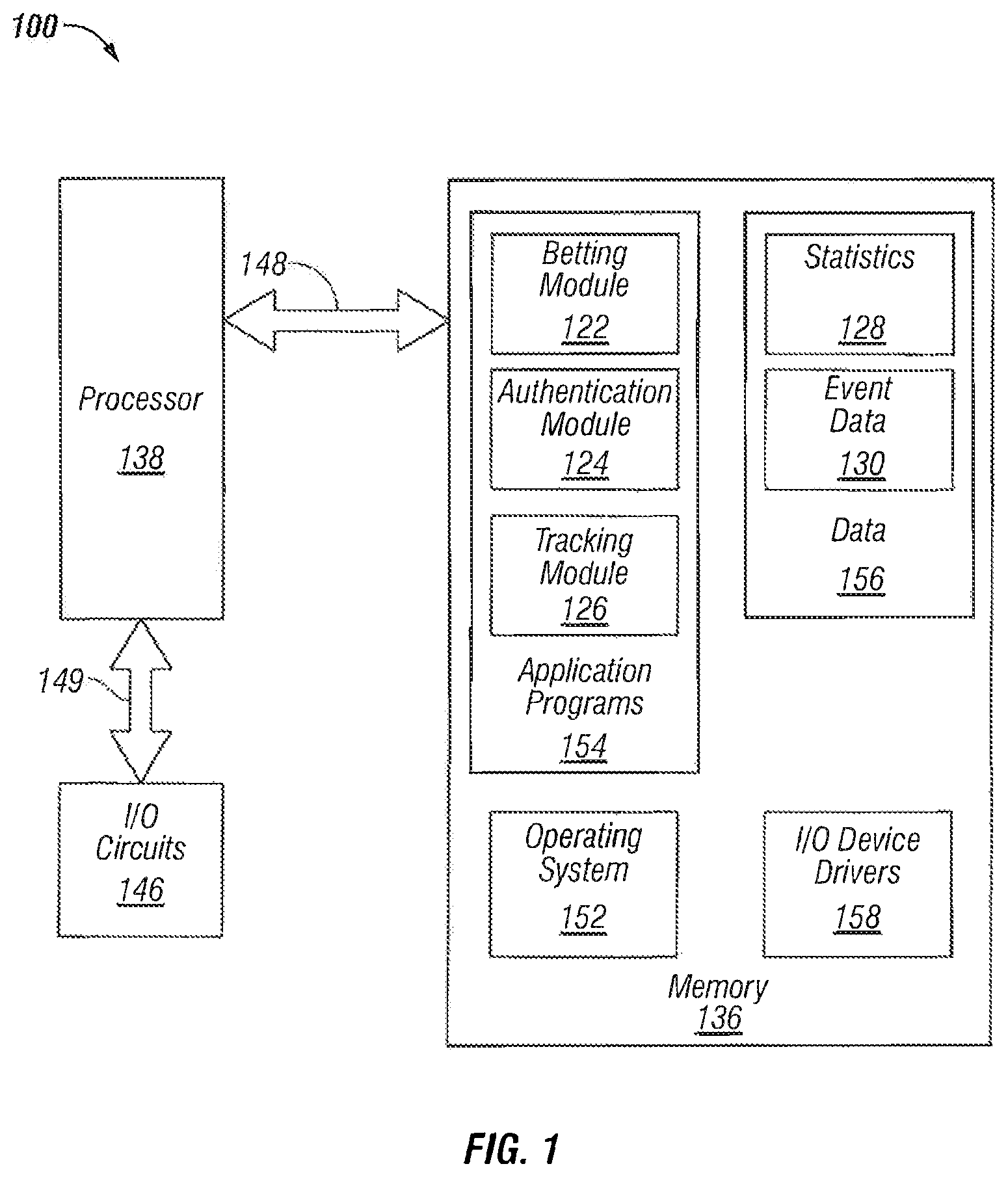 Patent US11783679 Figure 1 – Location-based wagering via remote devices