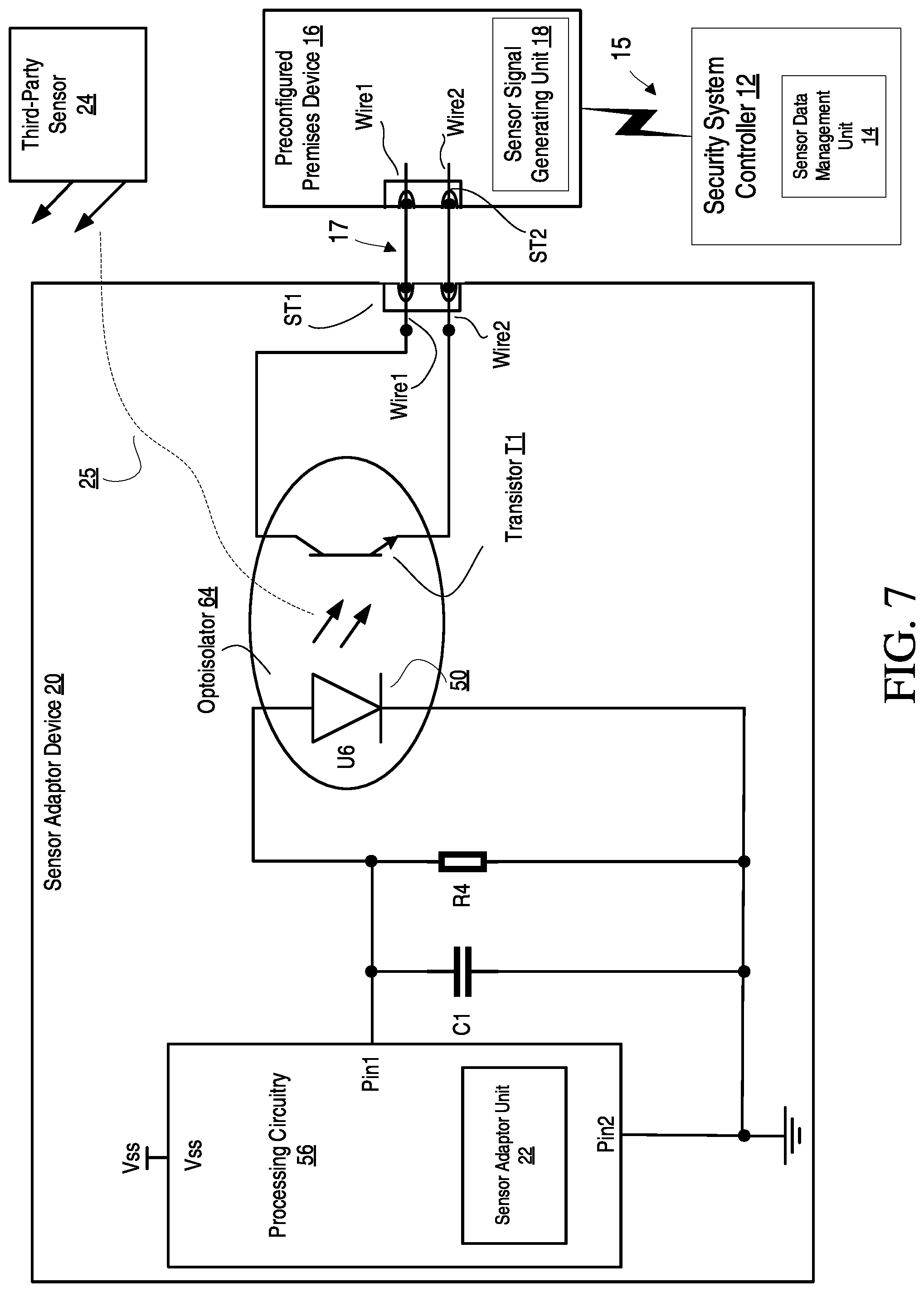 Patent US11783687 Figure 6 – Security adaptor devices for a third-party sensors in premises security systems